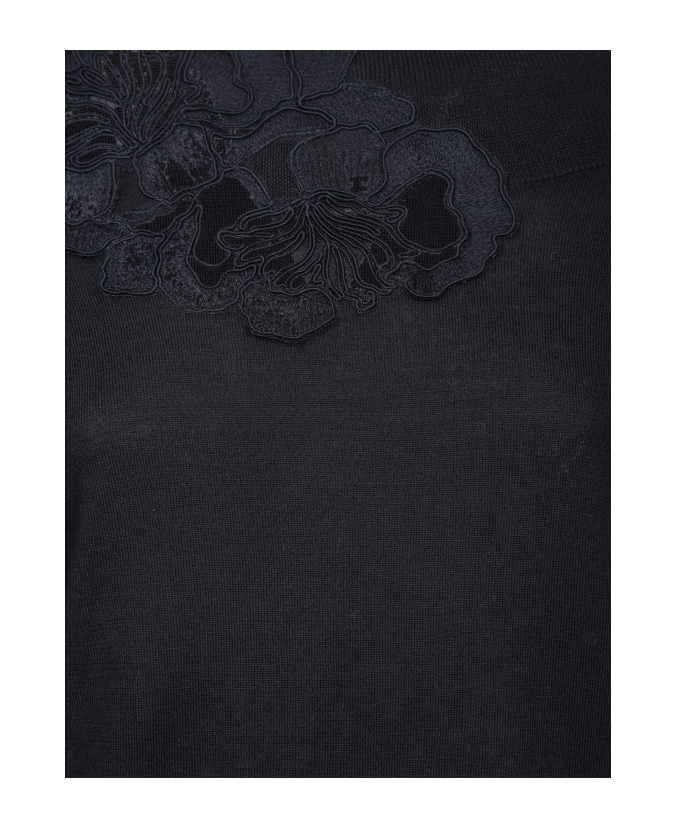 Ermanno Scervino Black Embroidered Sweater - Black