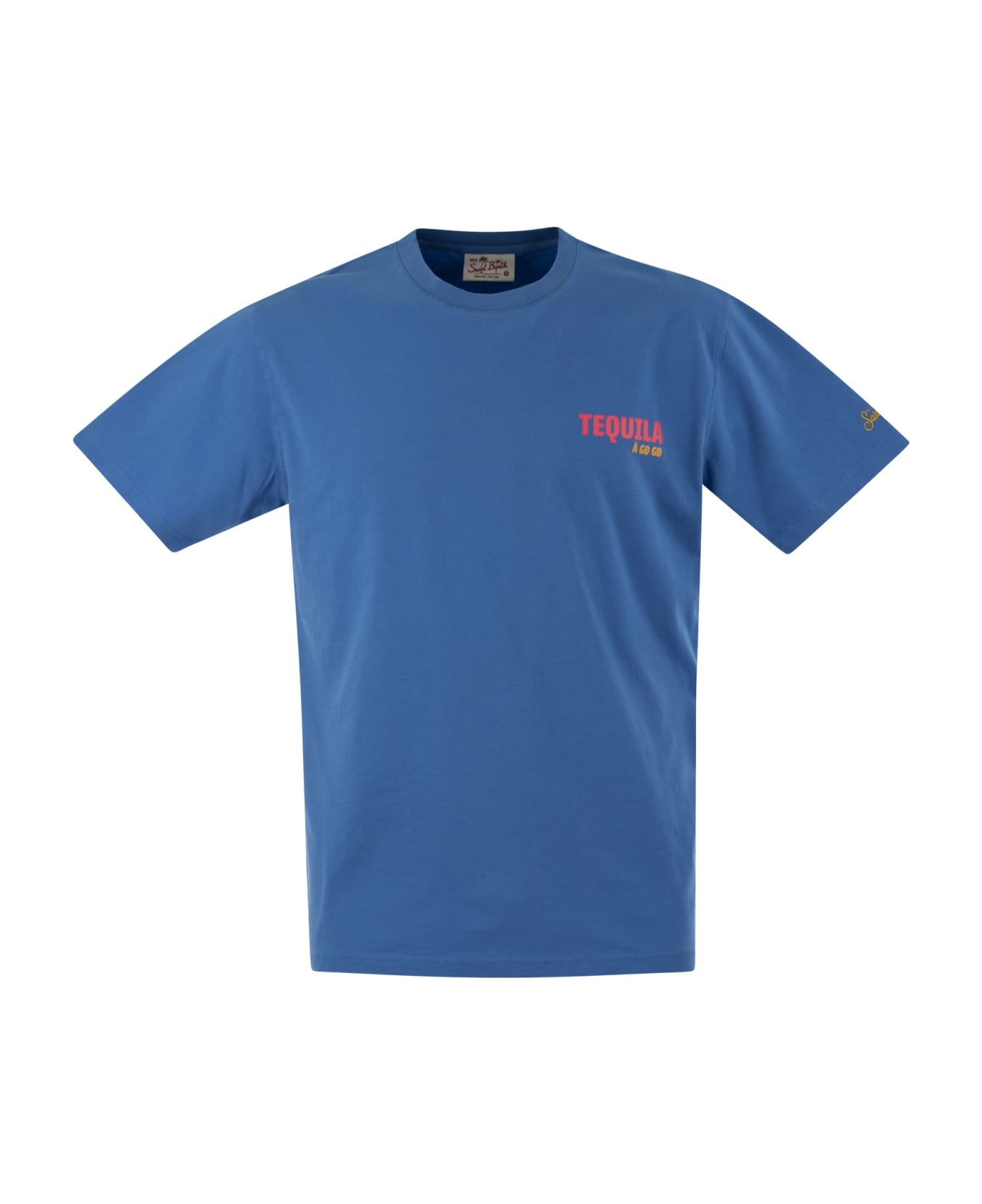 MC2 Saint Barth T-shirt With Print On Chest And Back - Bluette