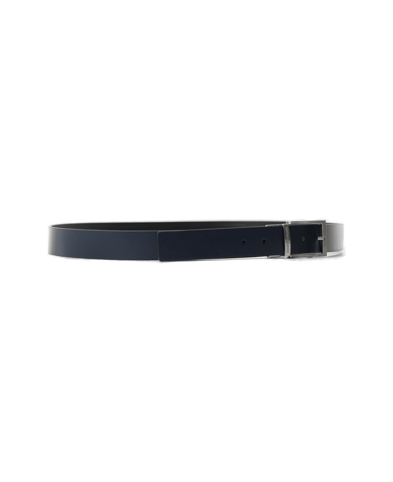 Emporio Armani Logo Engraved Buckled Belt - Black
