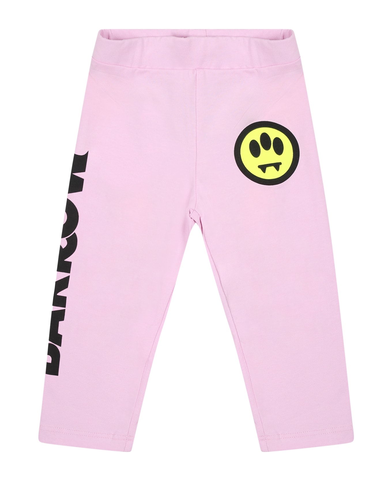 Barrow Pink Leggings For Baby Girl With Smiley Face And Logo - Pink