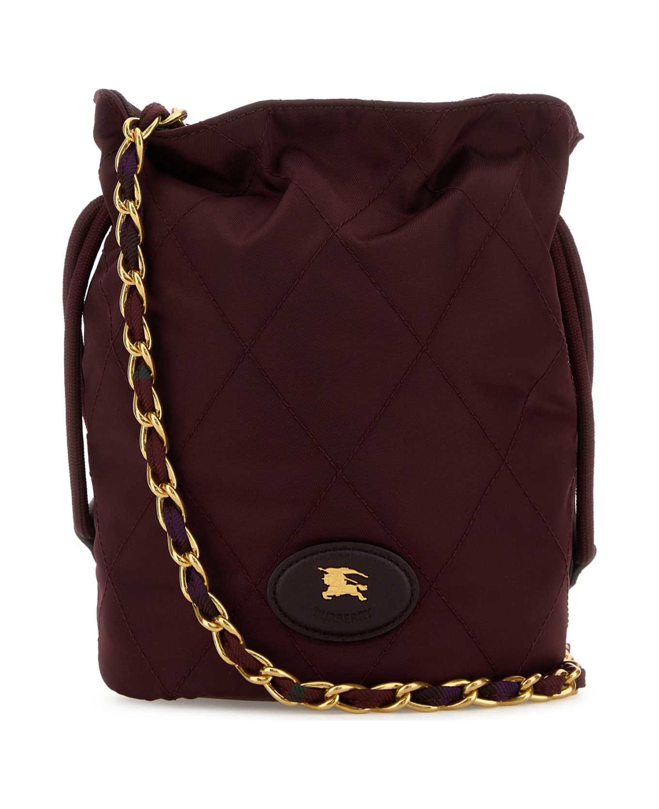 Burberry Burgundy Canvas Horseshoe Bucket Bag - SASH