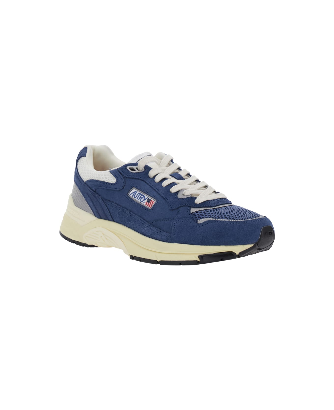 Autry 'hyperway' Blue Low Top Sneakers With Logo Patch On Tongue And Side In Tech Fabric Man - Blu