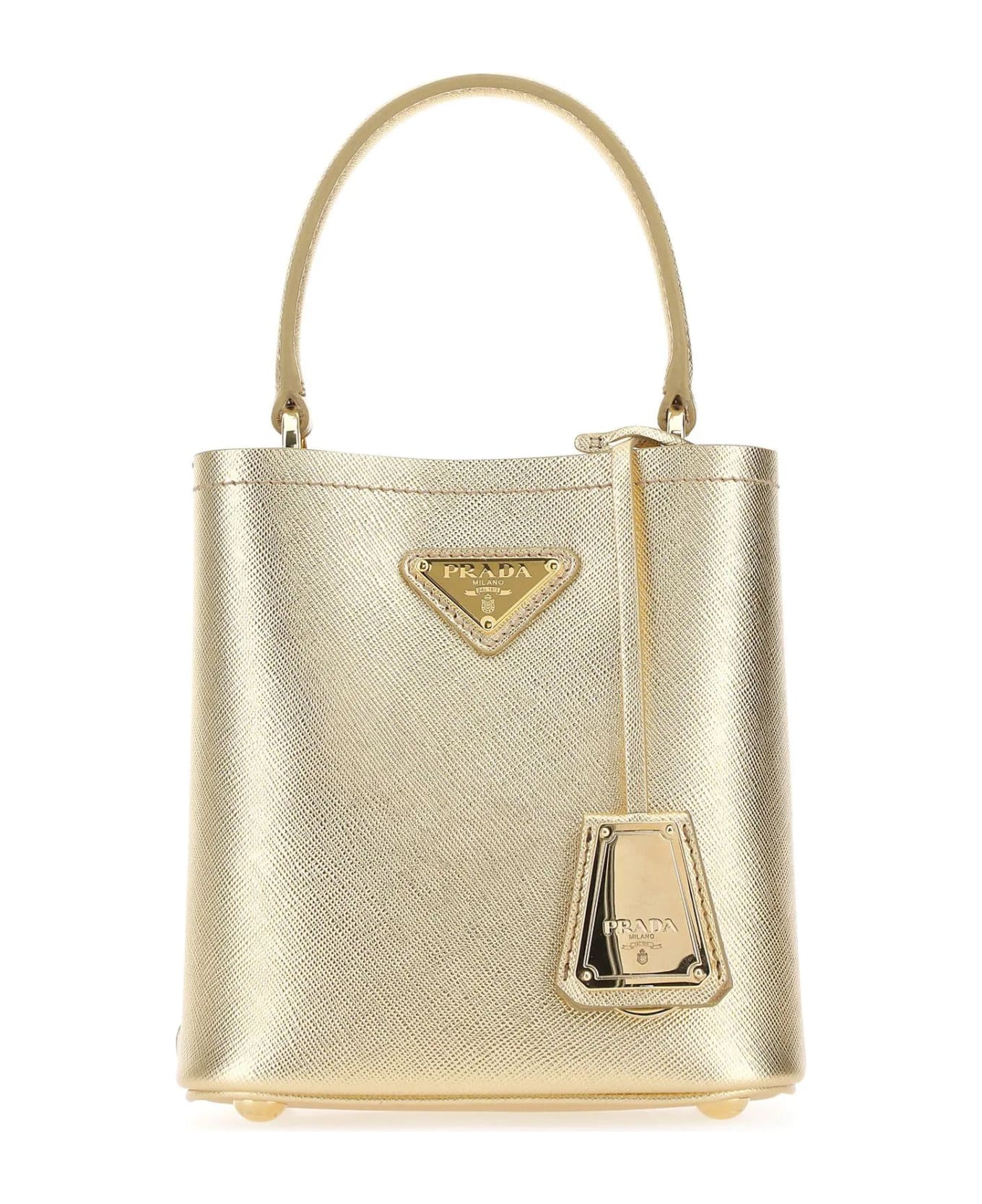 Prada Gold Leather Handbag - Platino