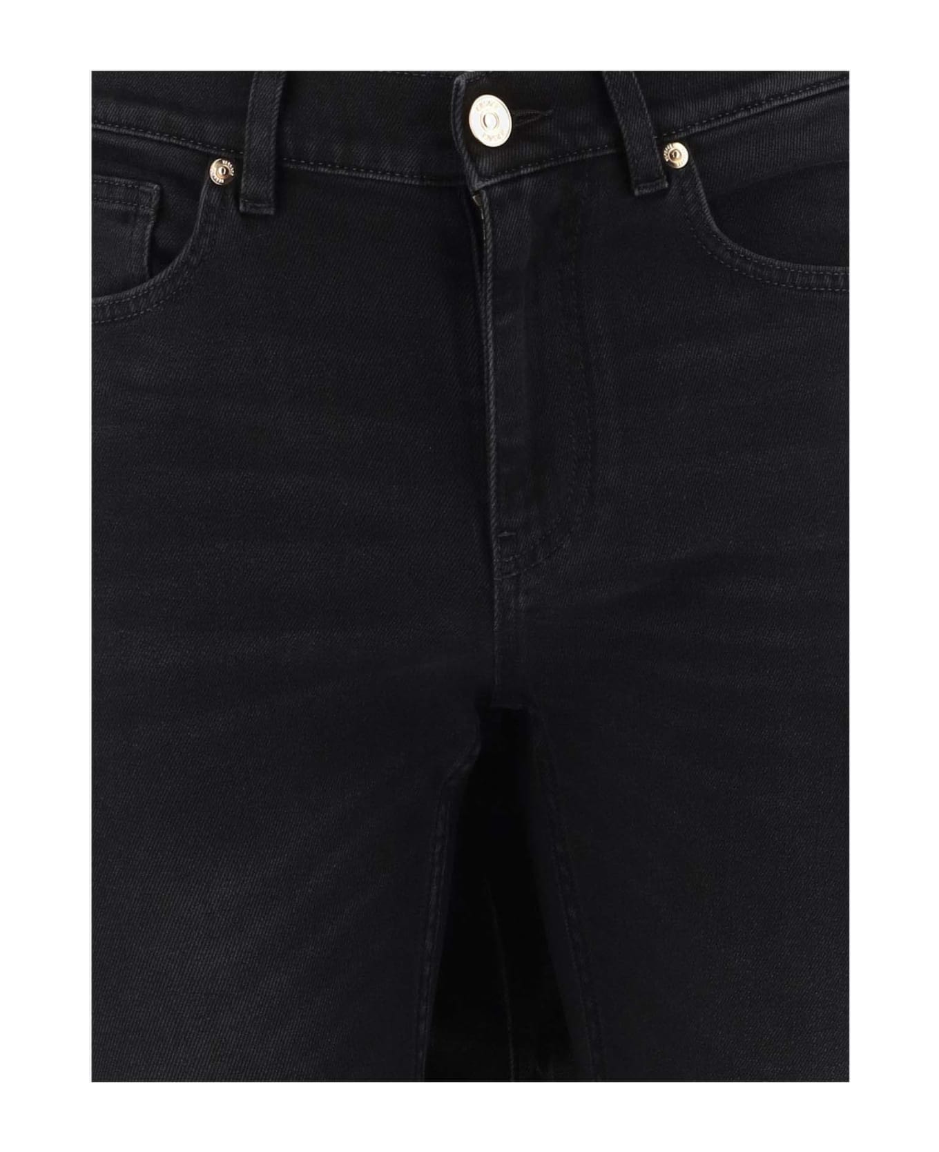 Versace Stretch Cotton Denim Jeans With Logo - Black デニム