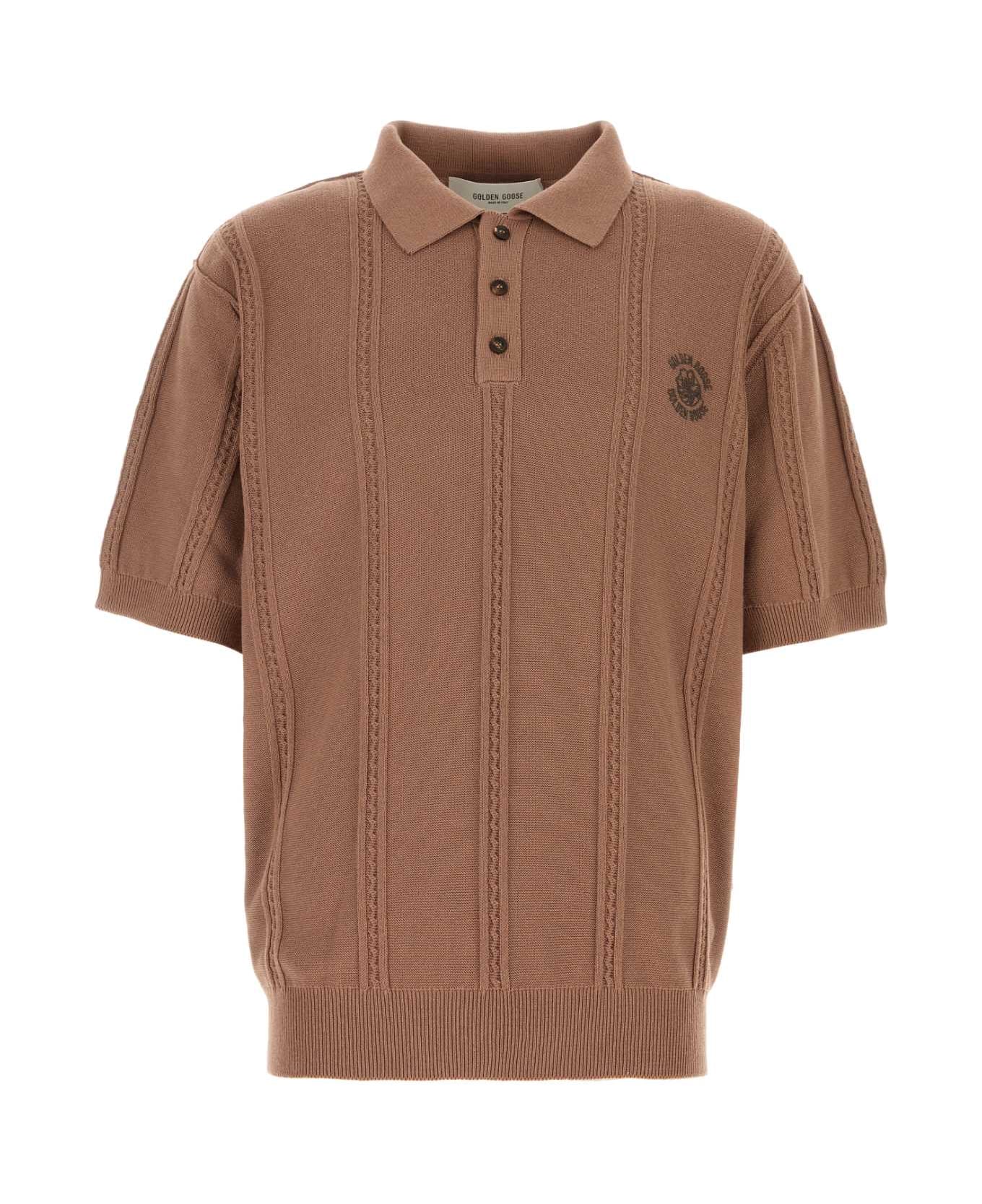 Golden Goose Dark Pink Cotton And Polyester Polo Shirt - BROWNIE