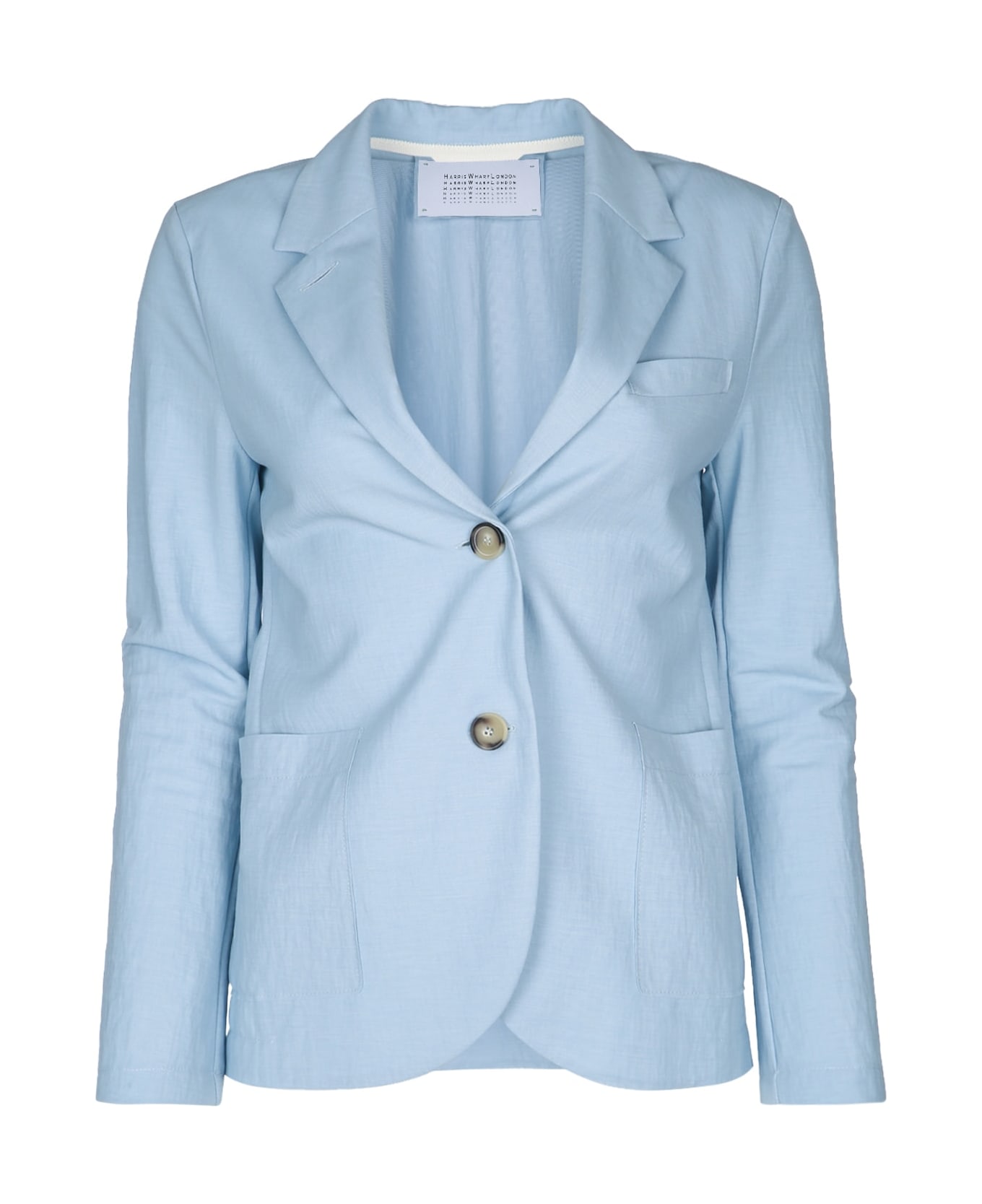 Harris Wharf London Women Stand Up Collar Blazer Rayon - LIGHTBLUE