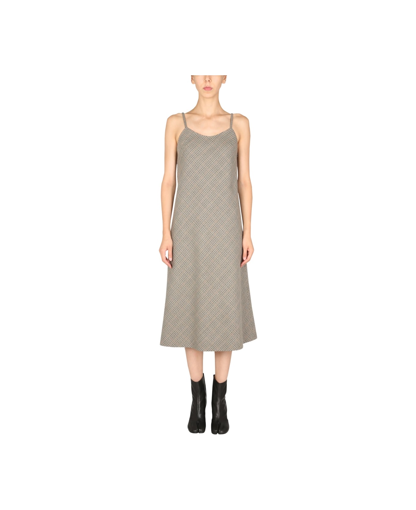 Maison Margiela Dress With Pied De Poule Pattern - BROWN ワンピース＆ドレス