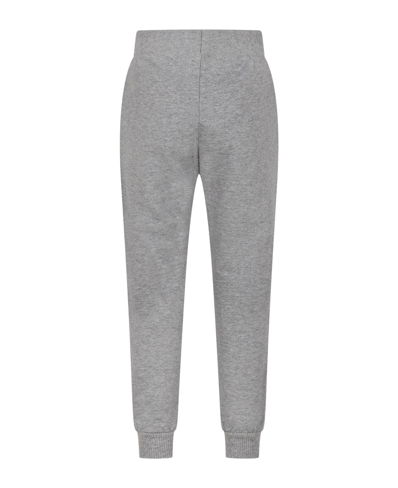 Moschino Grey Trousers For Kids With Logo - Grey ボトムス