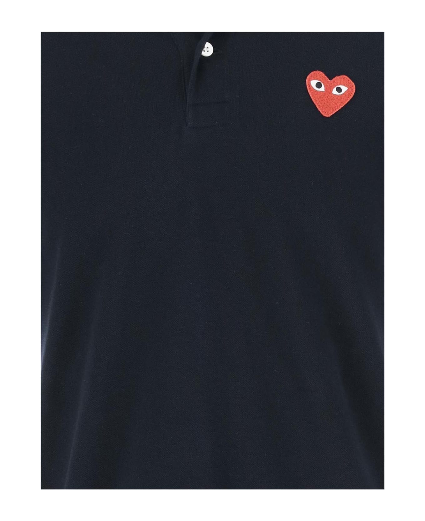 Comme des Garçons Play Cotton Polo Shirt With Logo - Blue