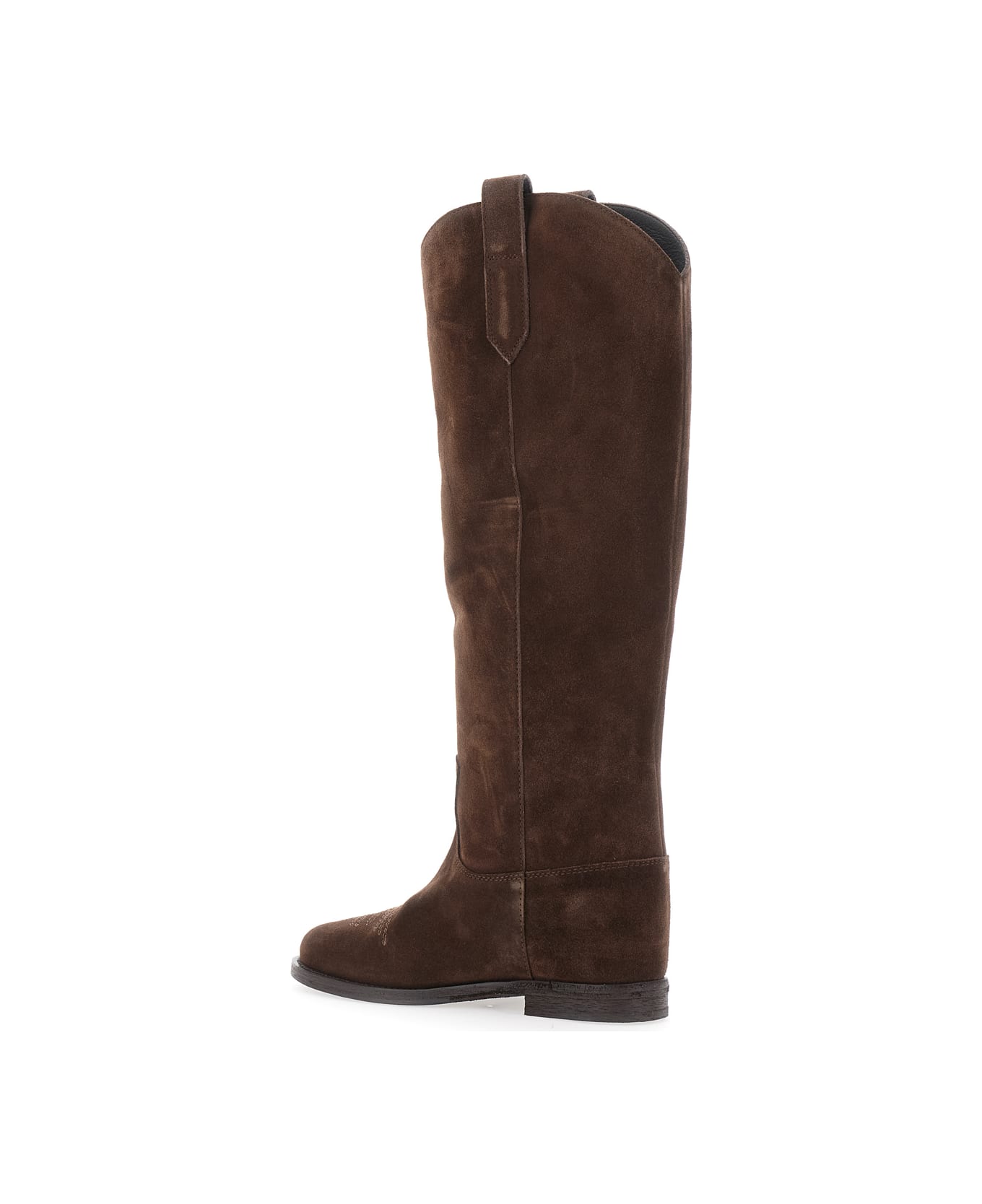 Via Roma 15 Brown Pointed Boots With Western-style Shaft And Stitching Detail In Suede Woman - Brown ブーツ