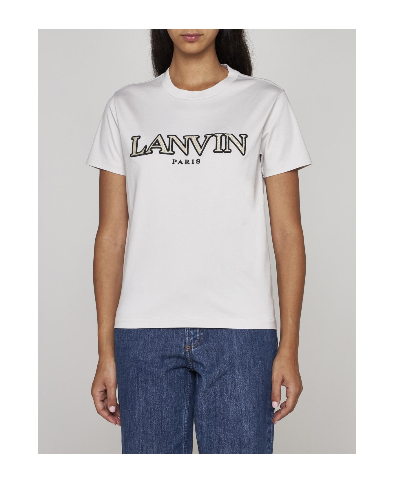 Lanvin Curb Logo Cotton T-shirt - Mastic
