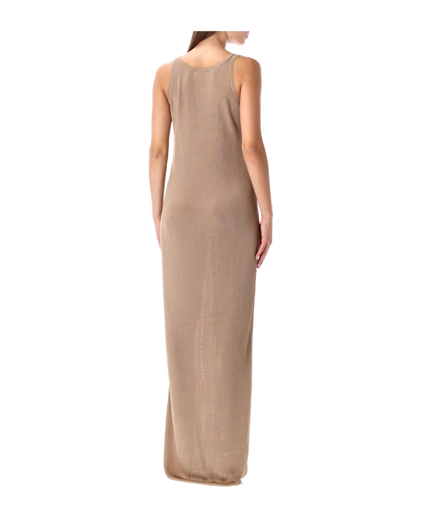 Saint Laurent Beige Rib-knit Long Tank Dress - NUDE