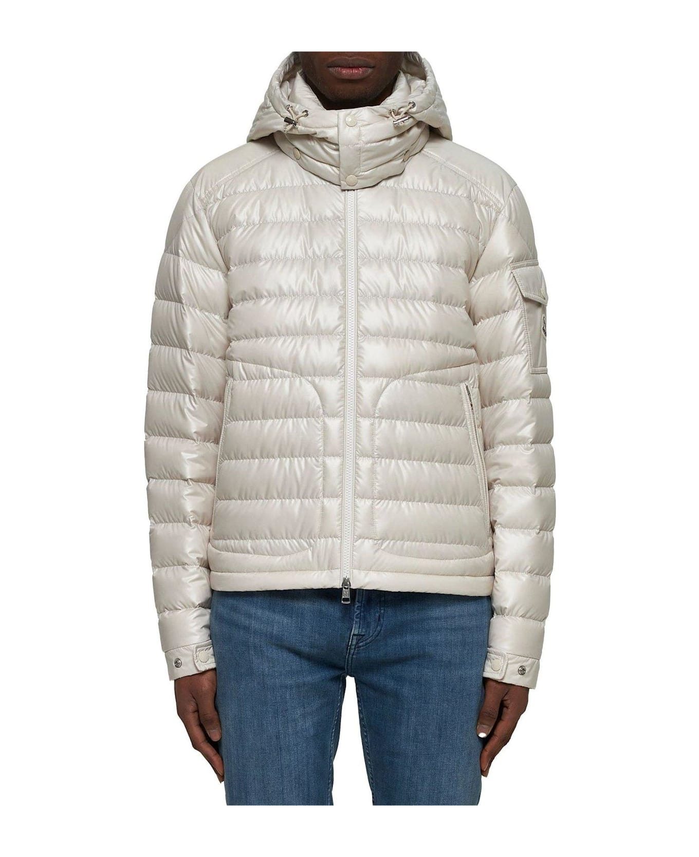 Moncler Lauros Logo Patch Zip-up Hooded Jacket - MULTICOLOUR