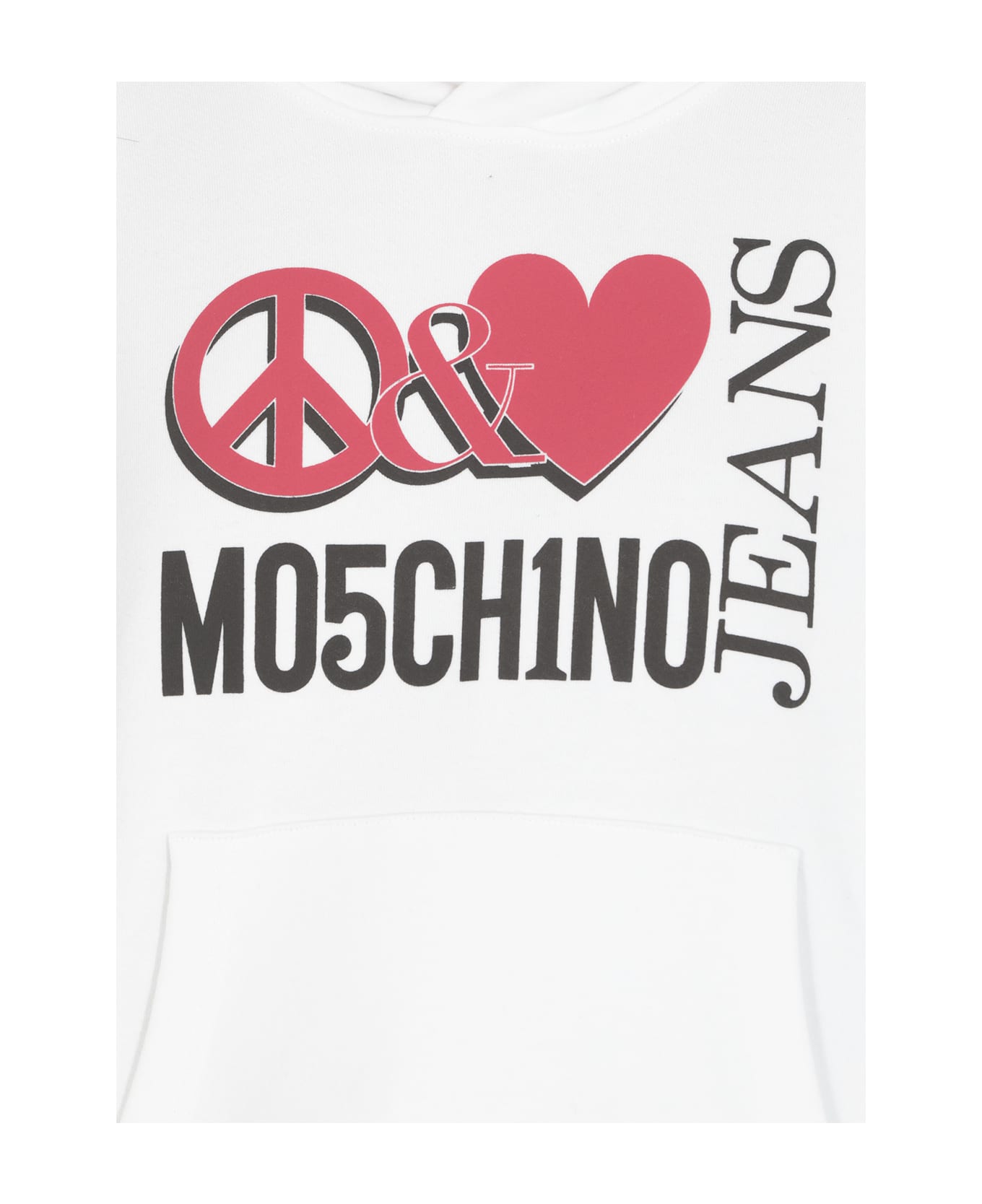 M05CH1N0 Jeans Peace & Love Hoodie - White