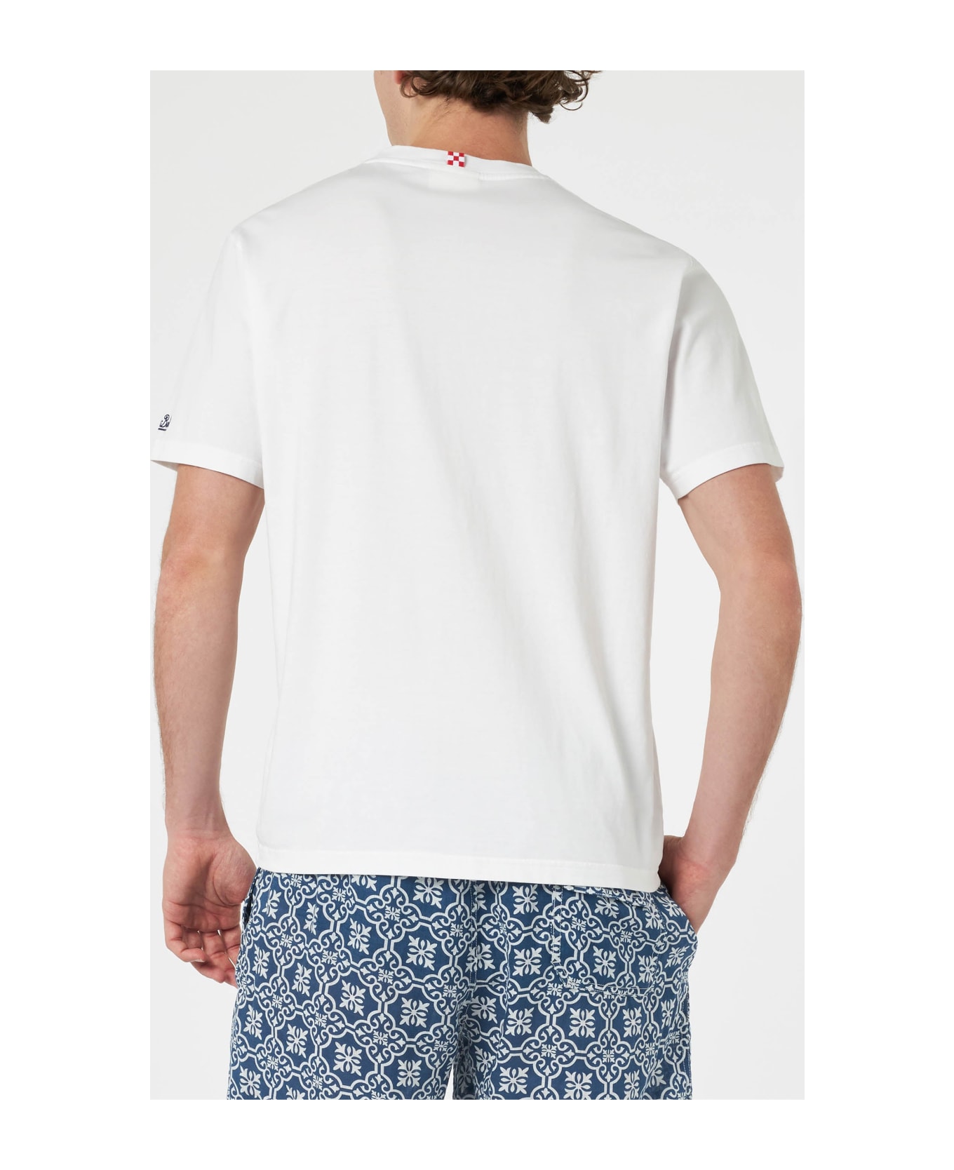 MC2 Saint Barth Man Classic Fit Cotton Jersey T-shirt Portofino With Chi Non Muore Poi Ribeve Embroidery | Insulti Luminosi Special Edition - WHITE