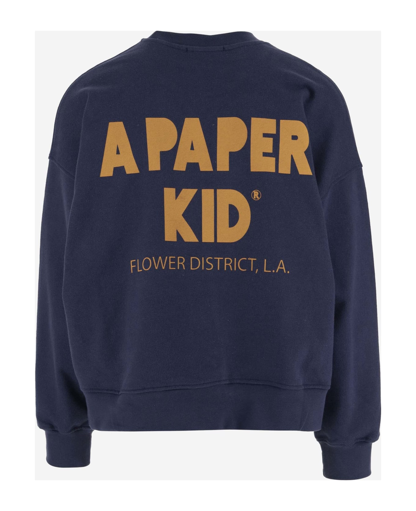A Paper Kid Cotton Sweatshirt With Logo - Blu