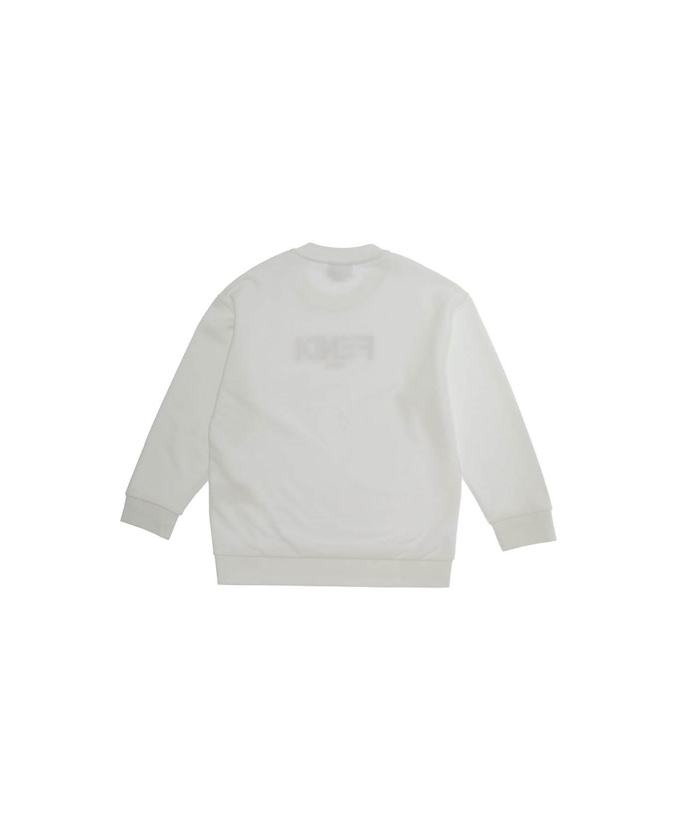 Fendi White Crewneck Swratshirt With Multicolor Logo Lettering In Cotton Boy - White