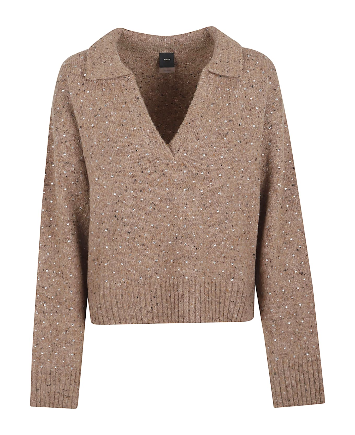 Pinko Nibani Polo Boucle Bottonato F - Z Multi Cammello Bianco