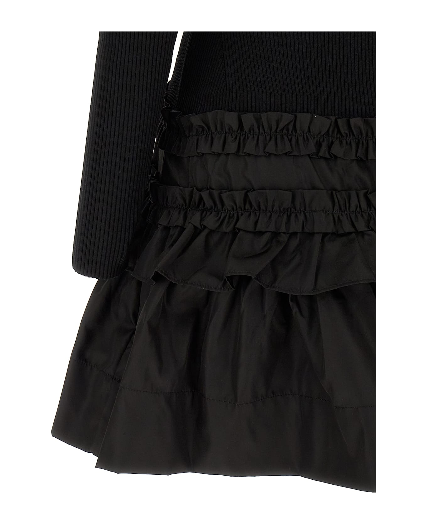 Ganni 
melange Rib Knit Mini
 Dress - Black  