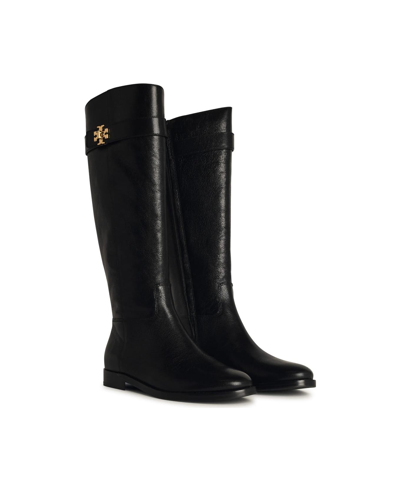 Tory Burch 'lock Ridin' Black Leather Boots - Black