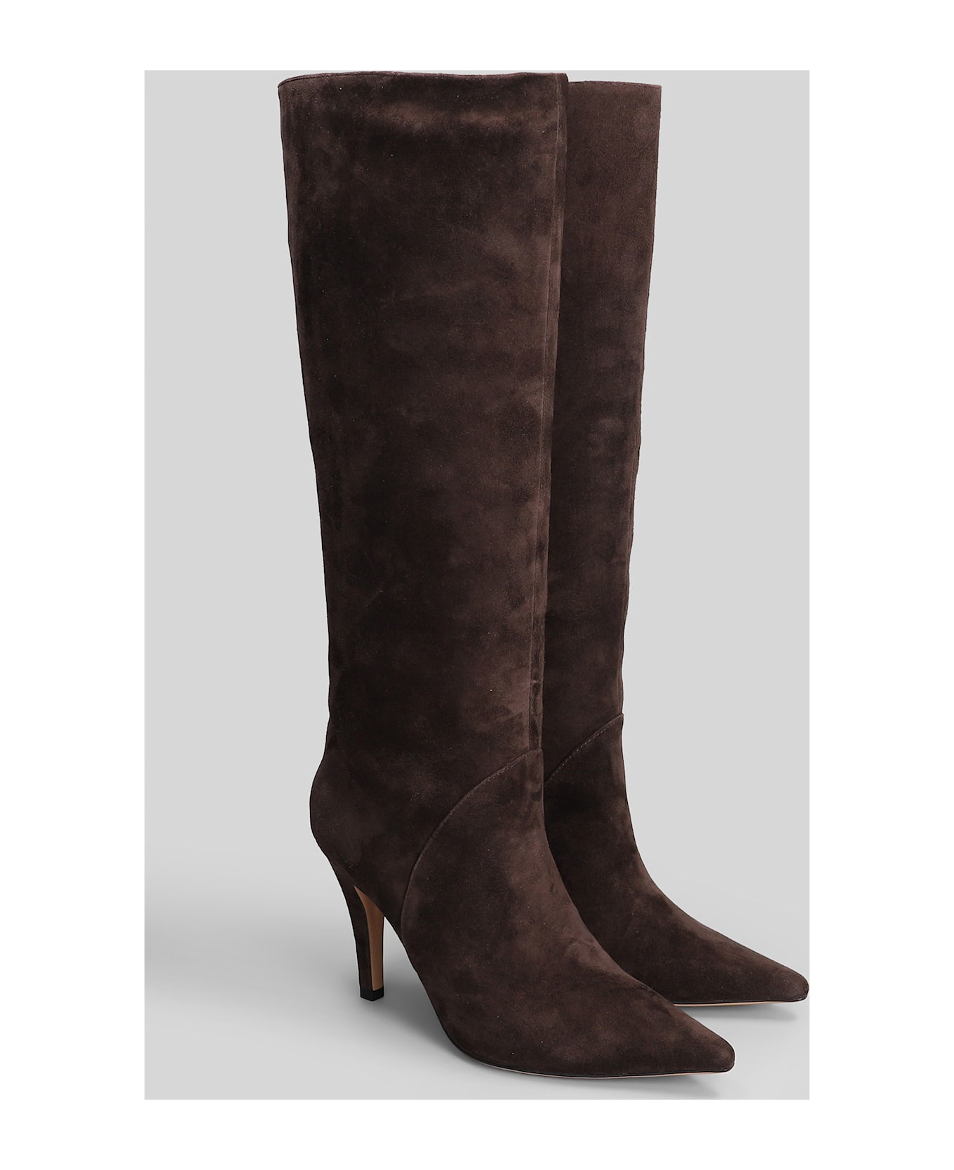 Lola Cruz High Heels Boots In Brown Suede - brown