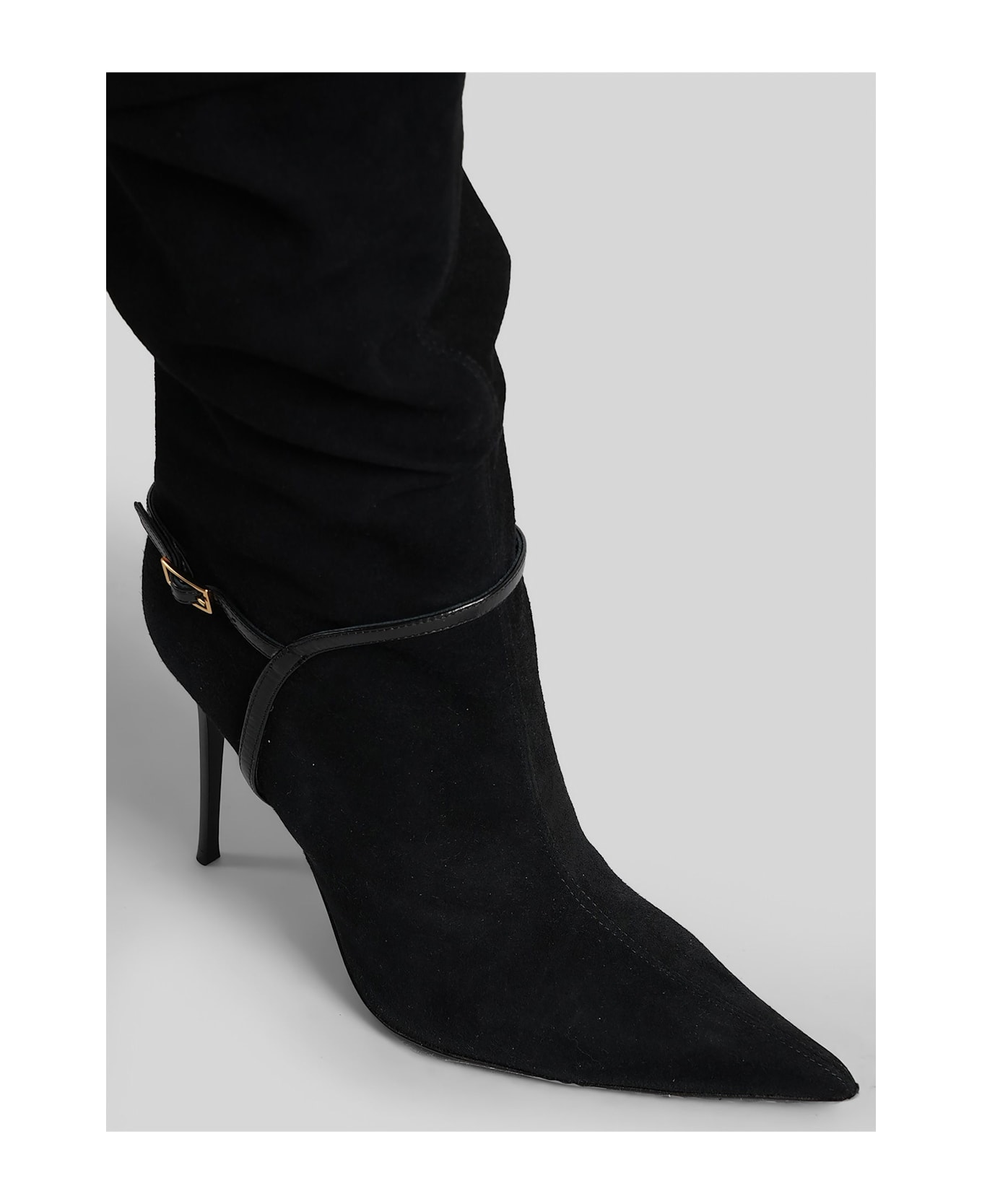 Giuseppe Zanotti Secret High Boot 105 High Heels Boots In Black Suede And Leather - black
