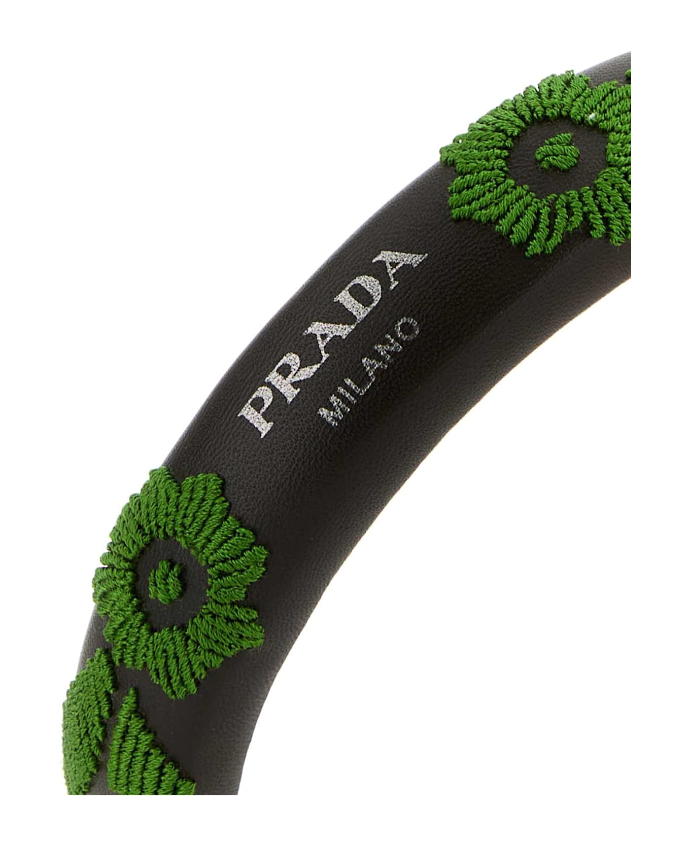 Prada Brown Nappa Leather Hairband - VERDE