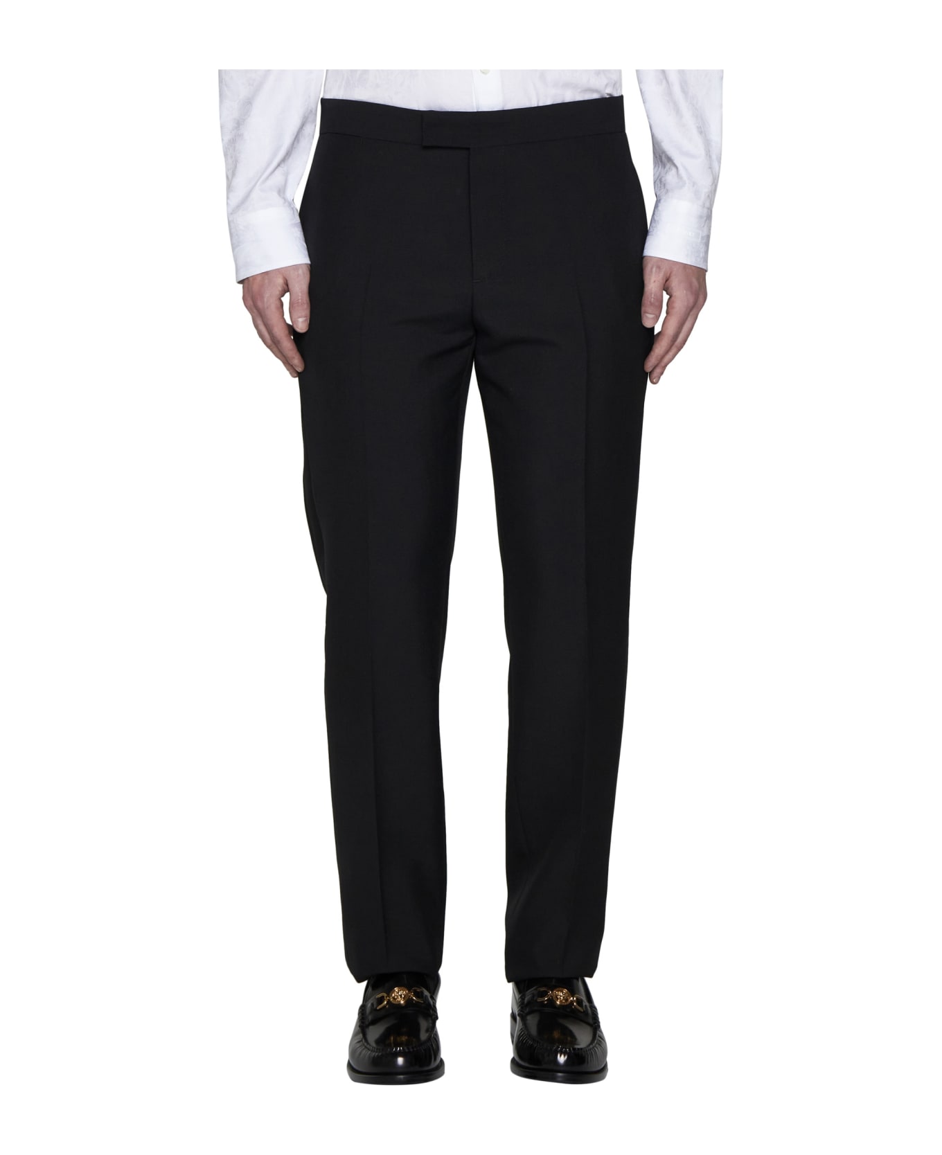 Versace Trousers With Silk Details - Black