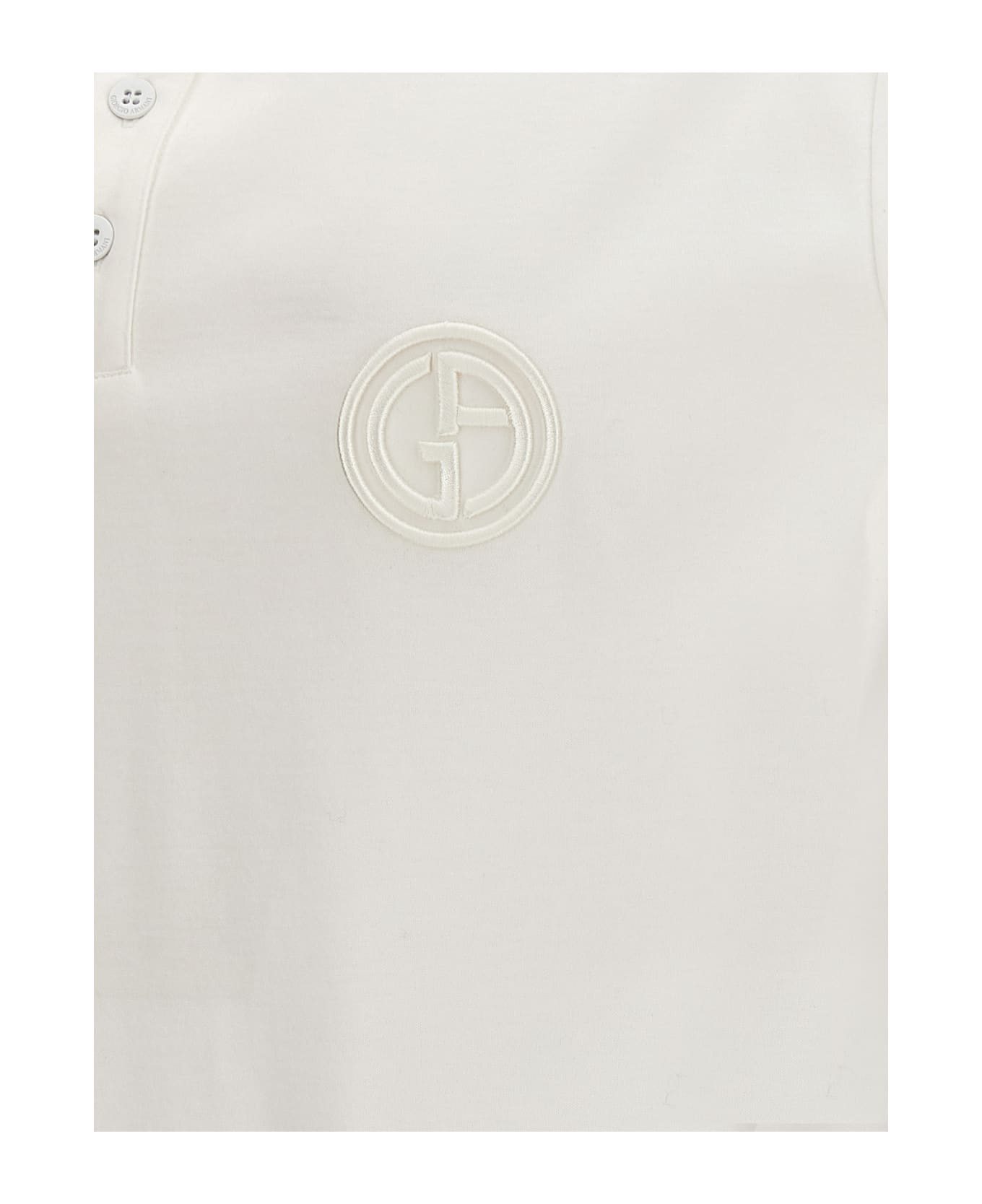Giorgio Armani Logo Embroidery Polo Shirt - White