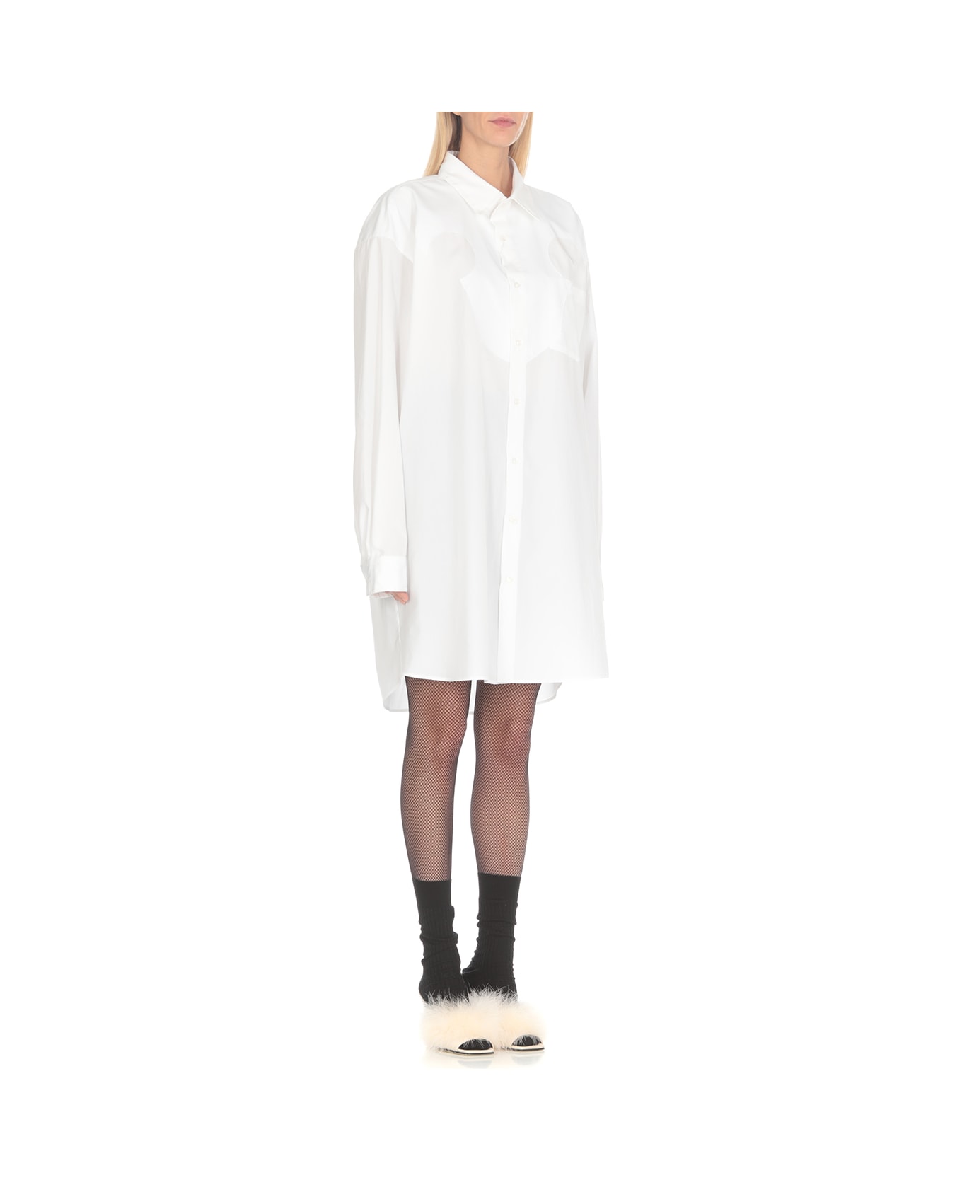 Maison Margiela Button-up Mini Shirt Dress - Optic White
