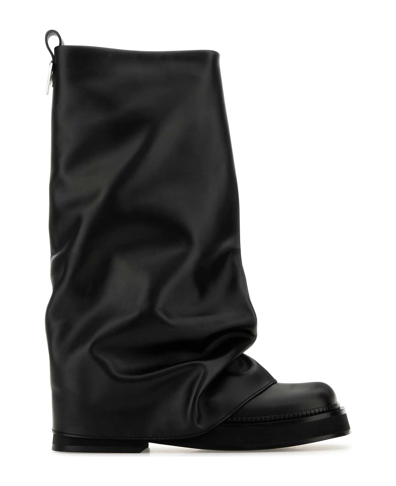 The Attico Black Leather Robin Boots - Black
