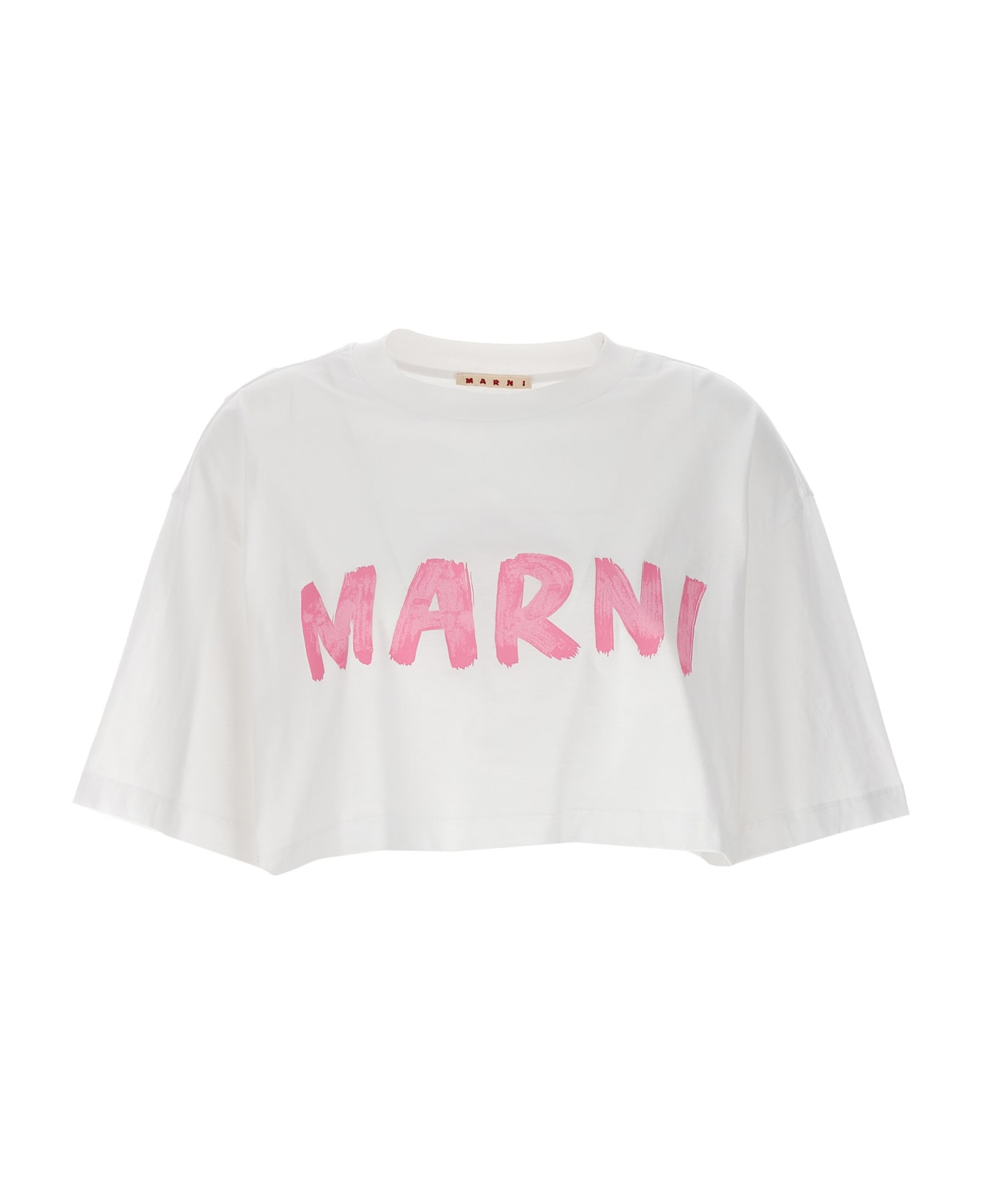 Marni Logo Print Crop T-shirt - White Tシャツ
