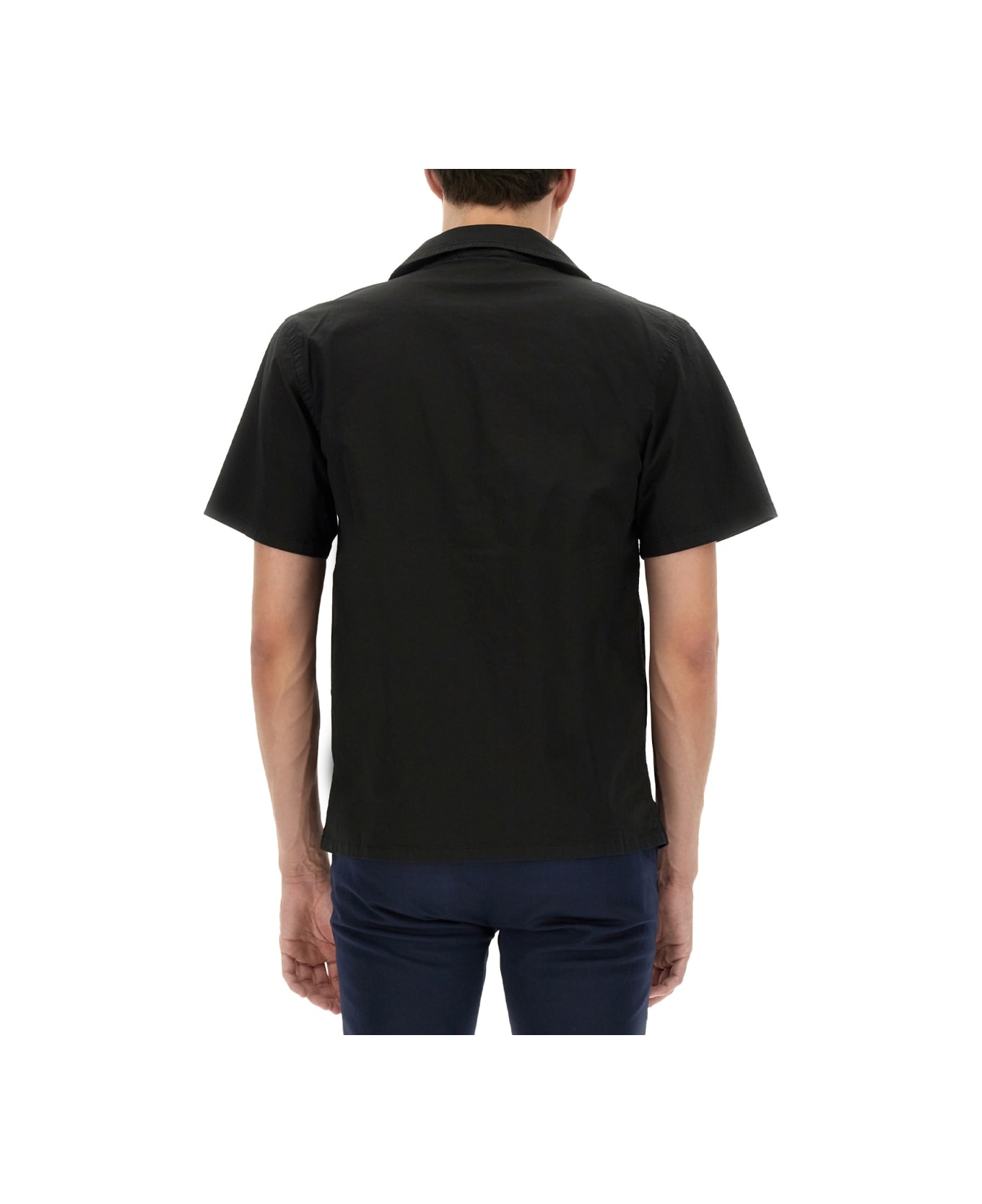 Department Five Hawaiian Shirt With Logo Print - BLACK