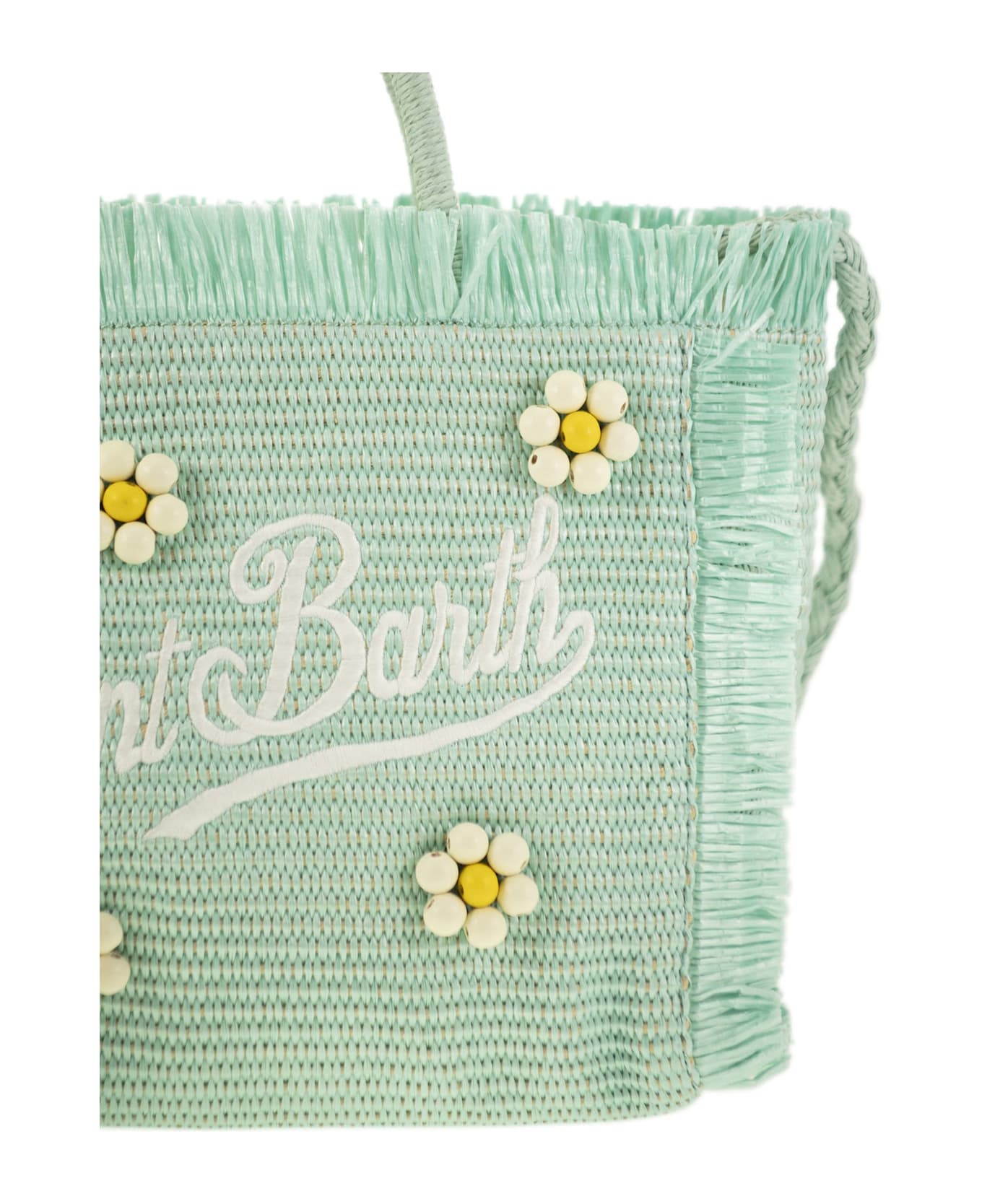 MC2 Saint Barth Colette - Straw-effect Bag With Embroidered Logo - Water Green