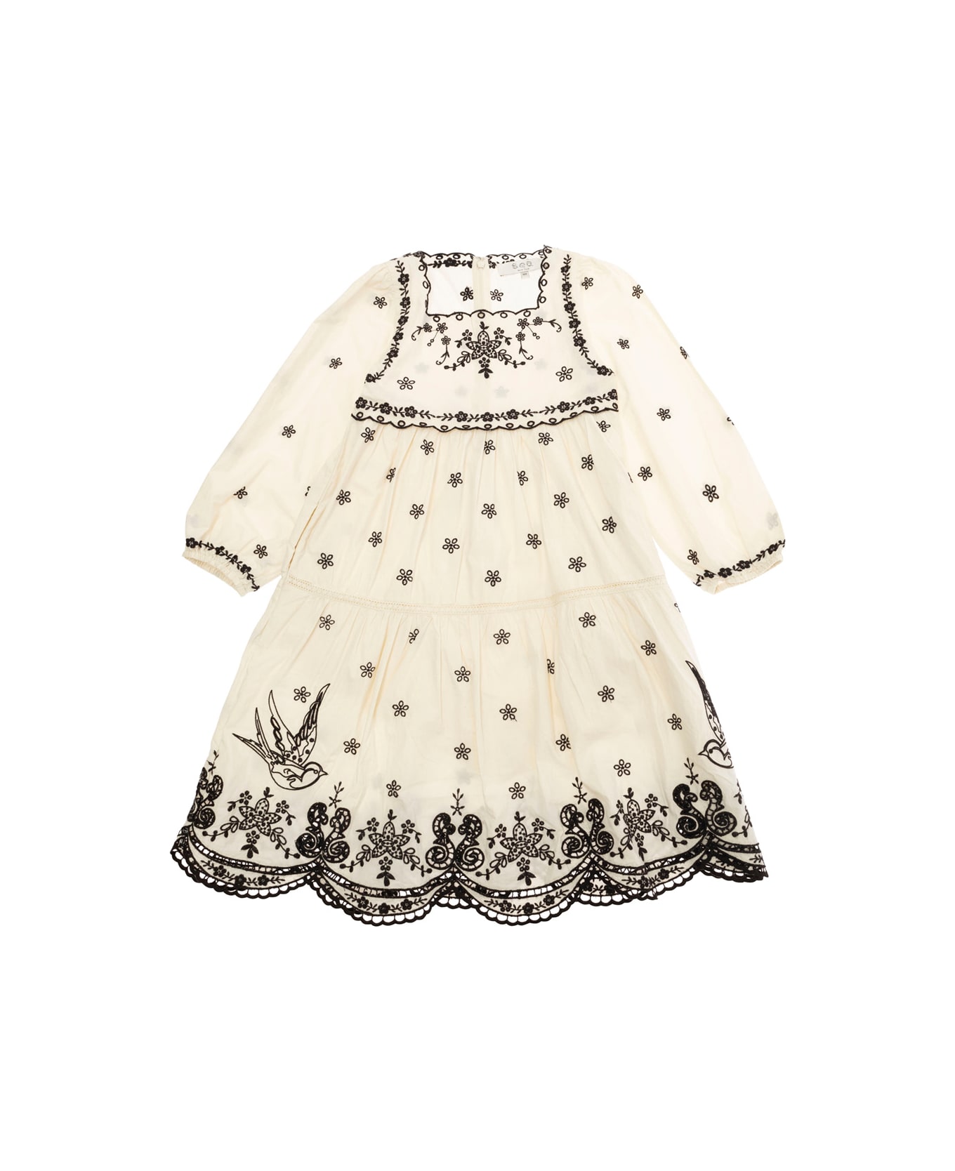 Sea New York 'kingsley' Beige Dress With All-over Embroidery In Cotton Girls - Beige