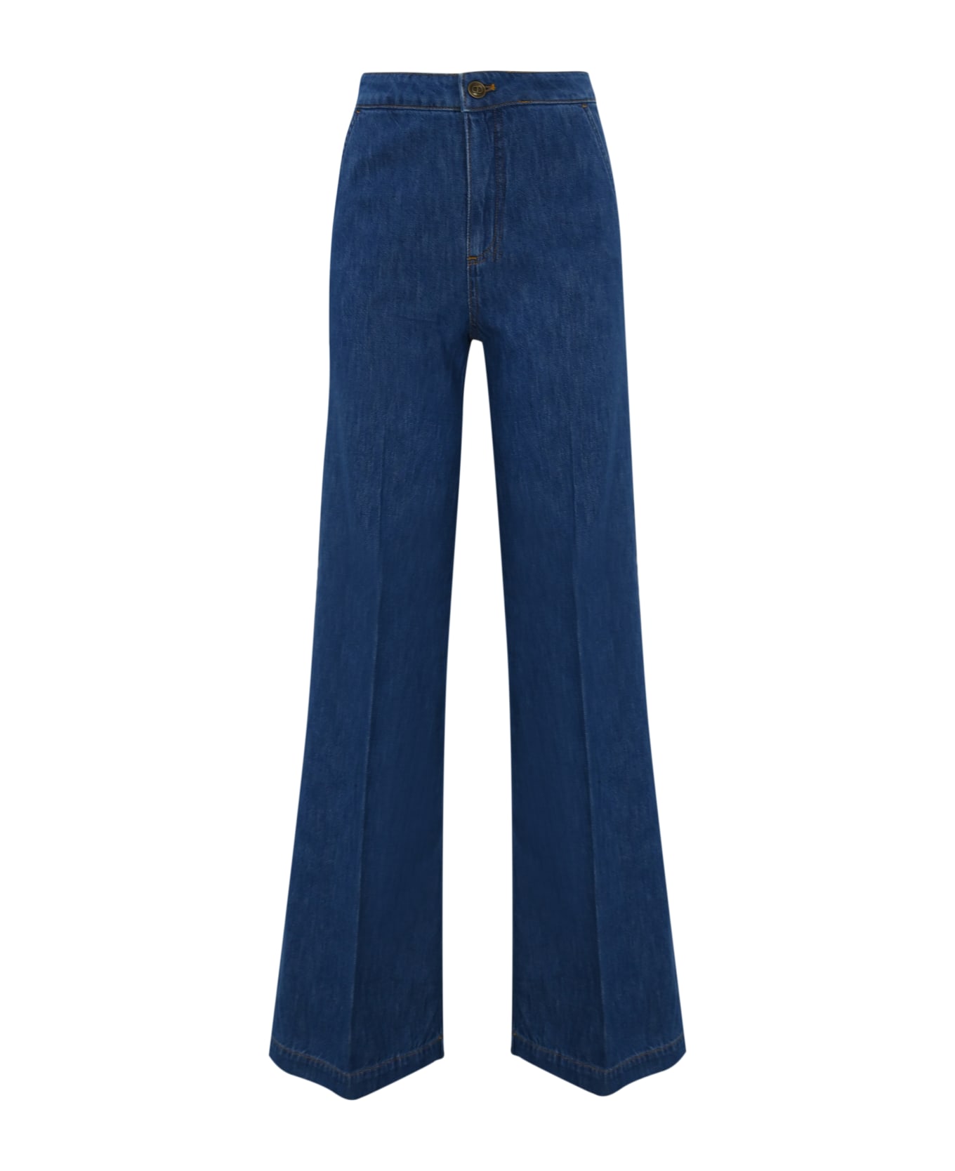 TwinSet Tailored Wide Leg Denim Trousers - Denim