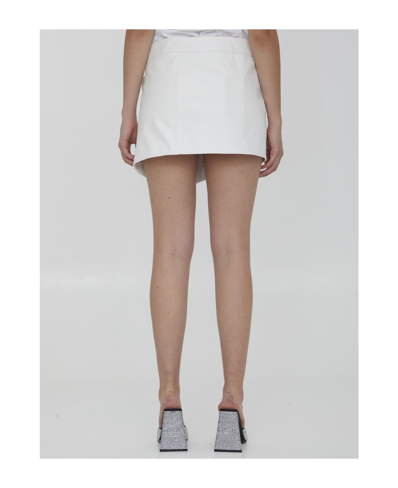 The Attico Cloe Leather Miniskirt - WHITE スカート