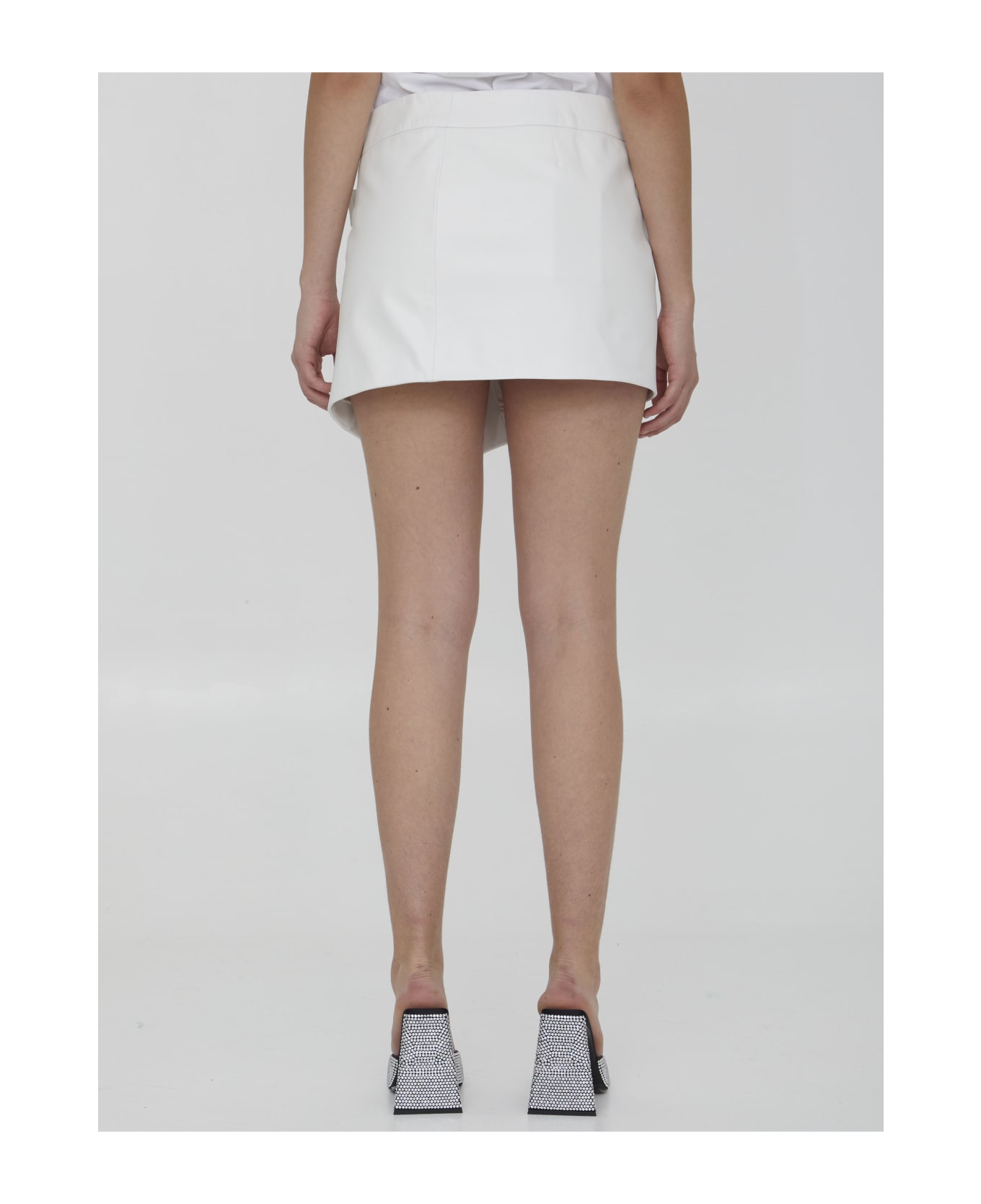 The Attico Cloe Leather Skirt - WHITE