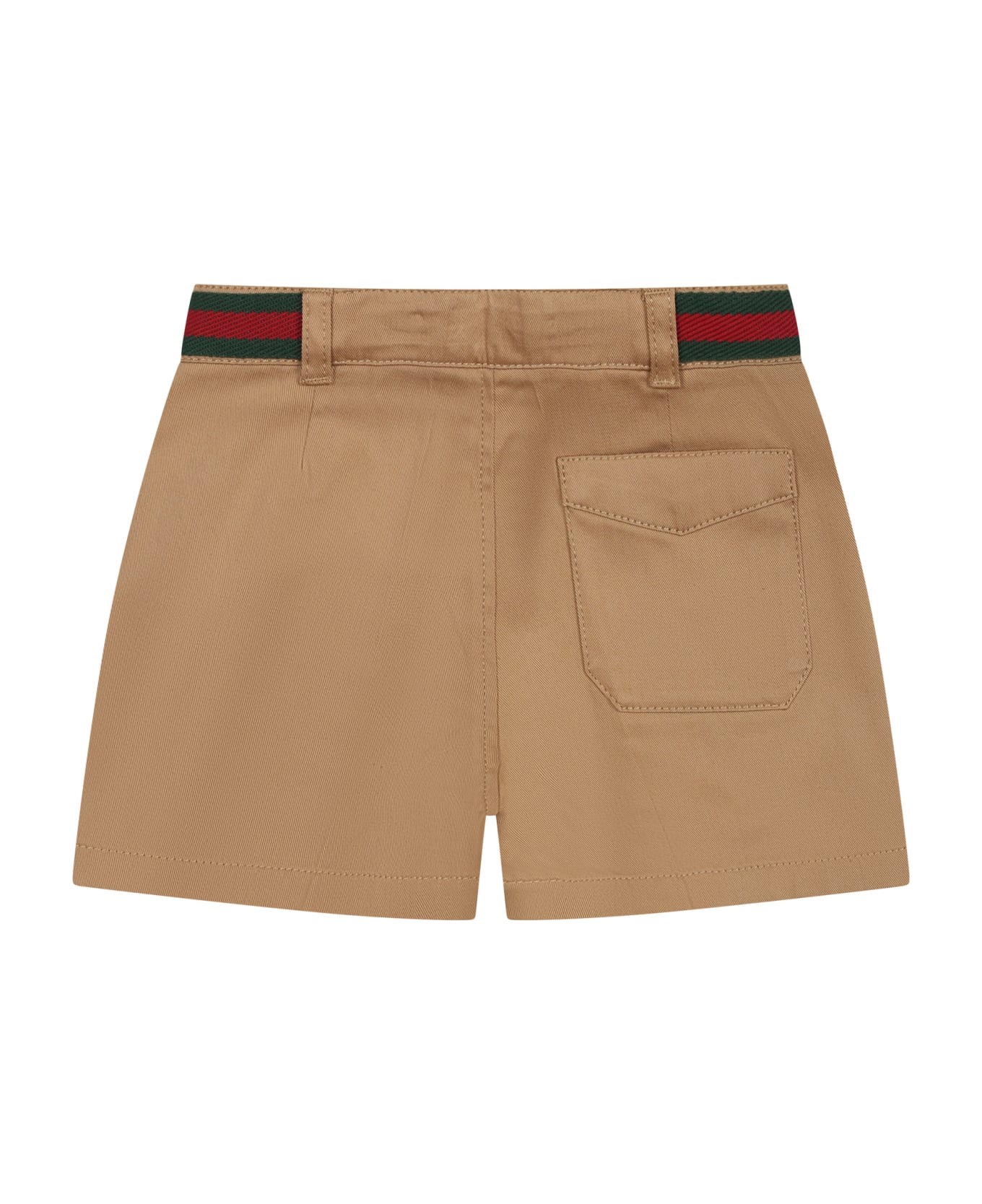 Gucci Beige Shorts For Baby Boy With Web Detail - Beige