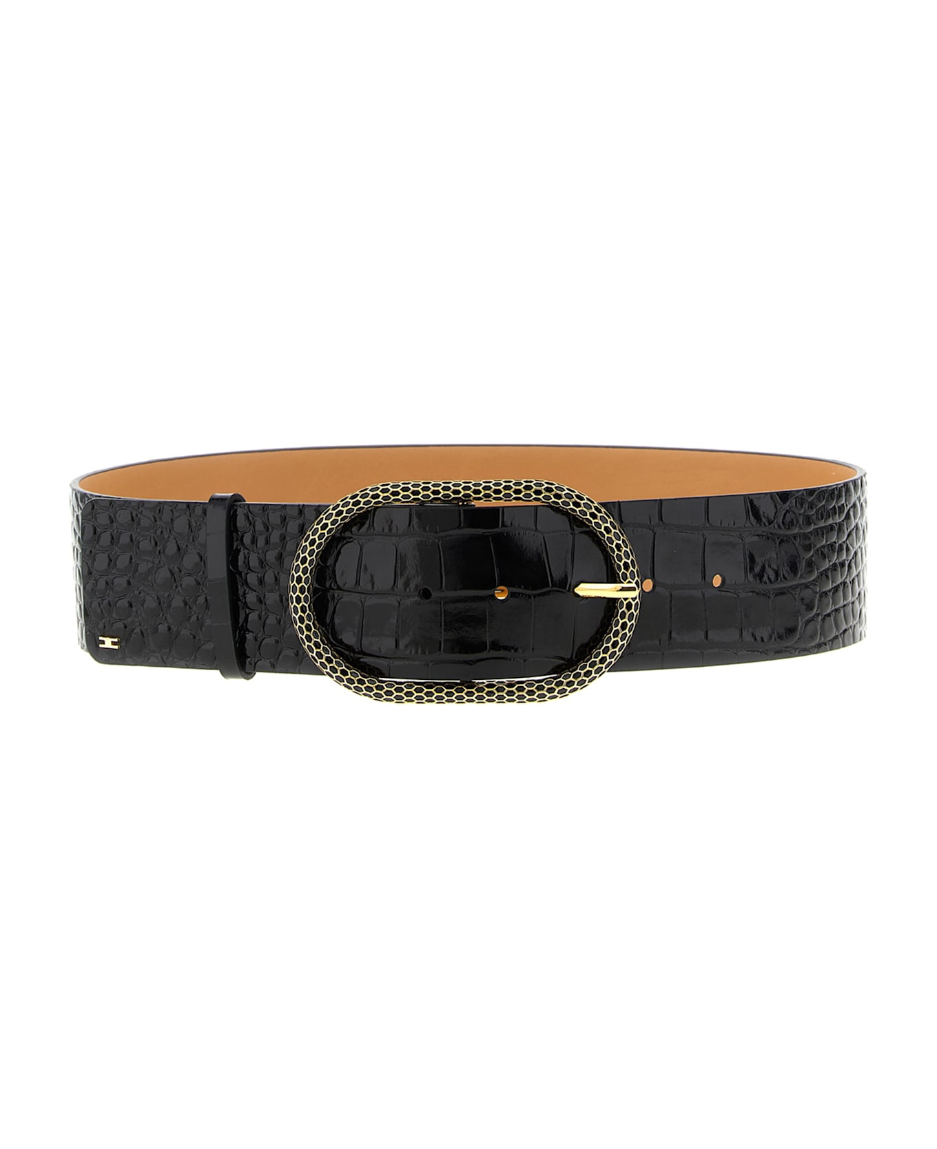 Elisabetta Franchi Snake Buckle Belt - Black