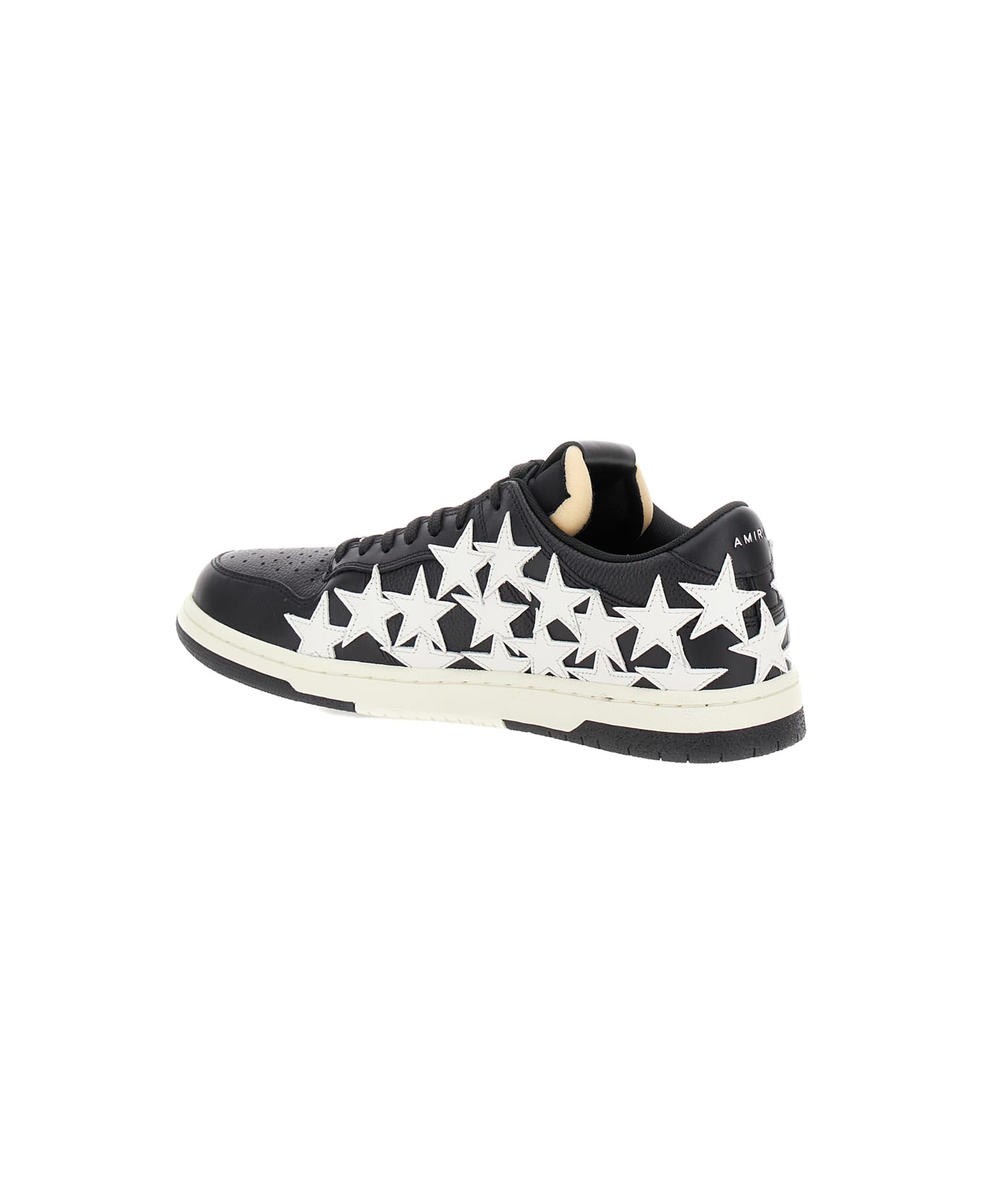 AMIRI 'stars Court' Black And White Low Top Sneakers With Star Patches In Leather Man - Black