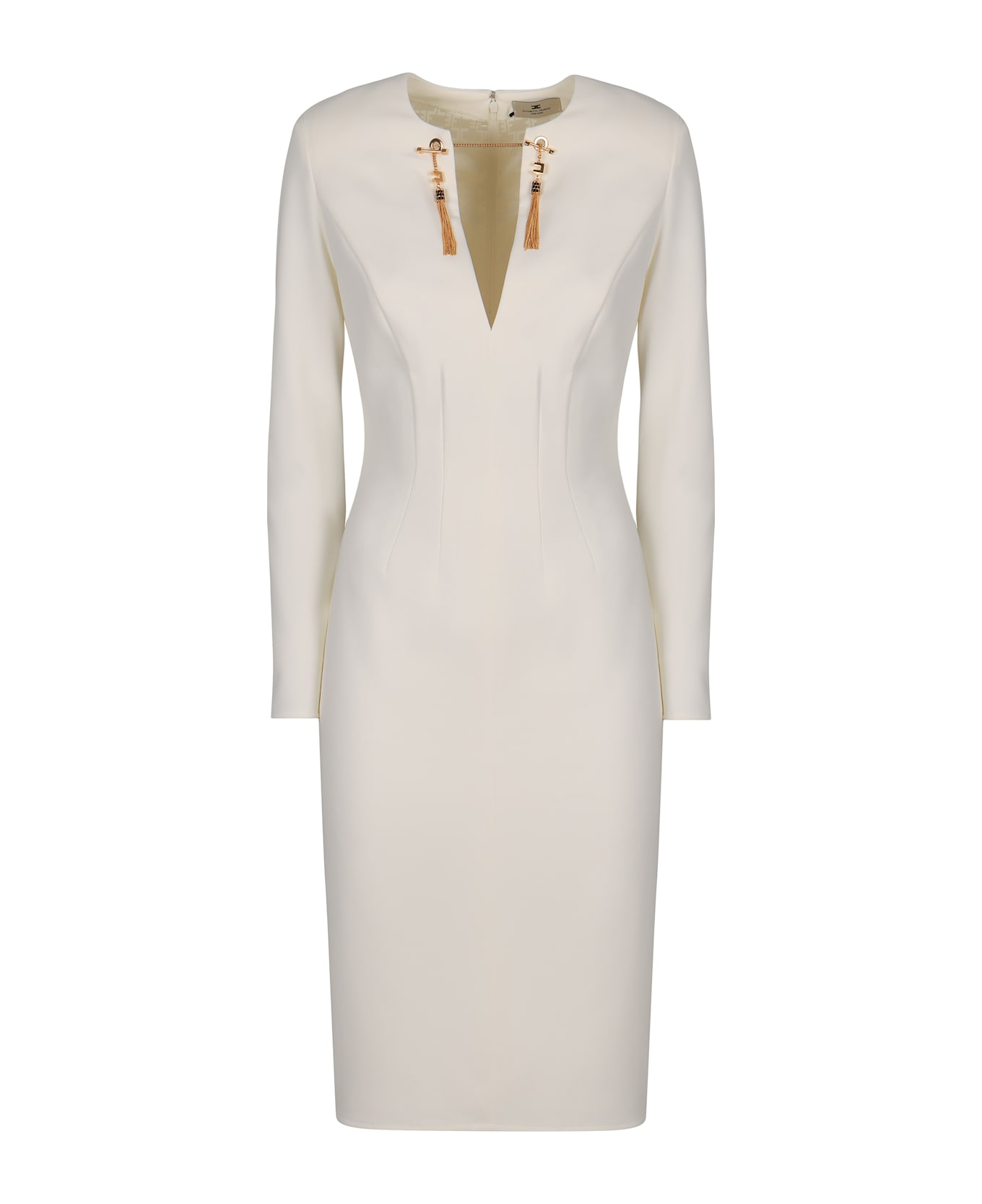 Elisabetta Franchi I Live In Lightweight Crêpe With A Chain Jewelry. - White