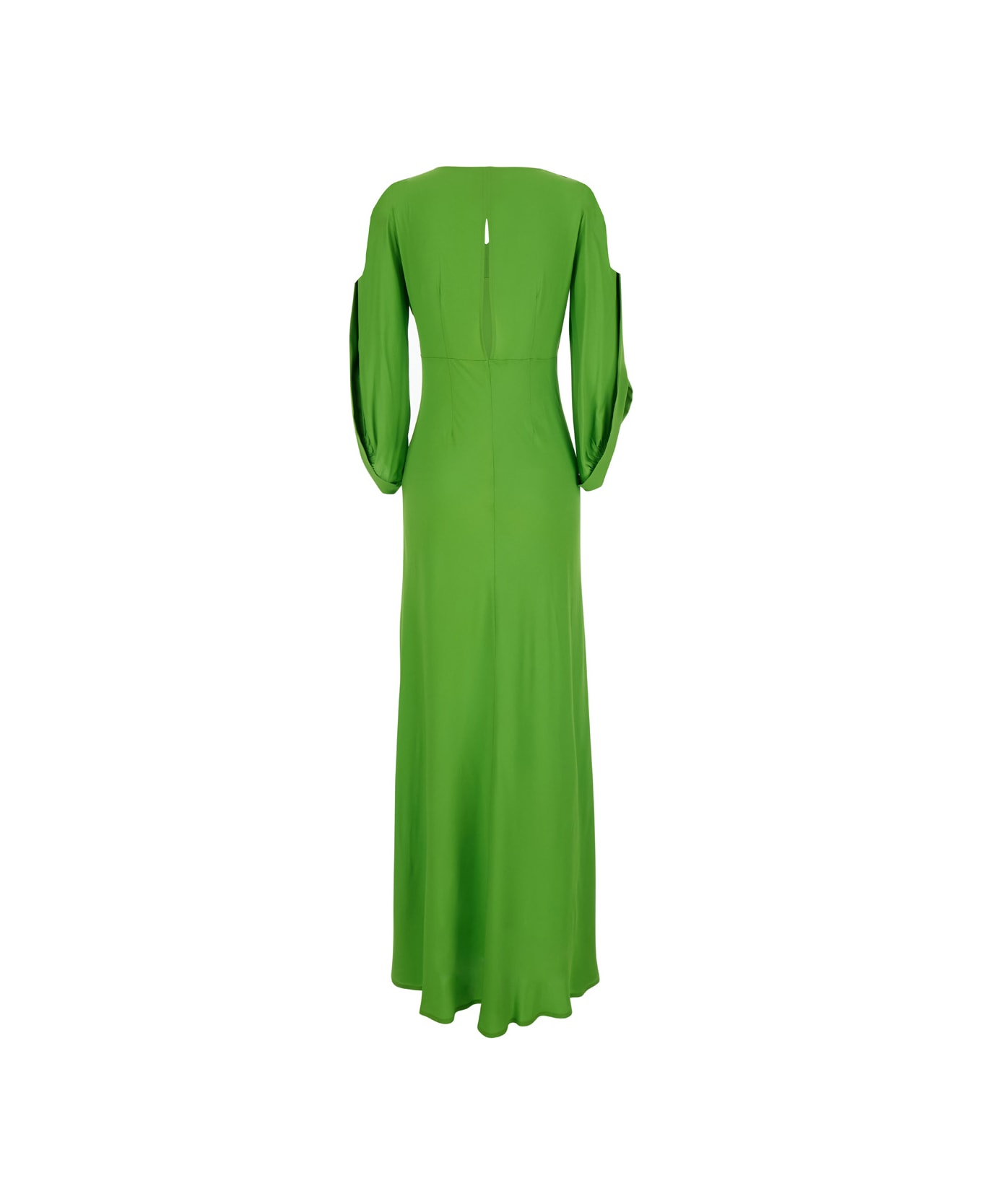 SEMICOUTURE Green Long Dress With V Neckline In Silk Blend Woman - Green