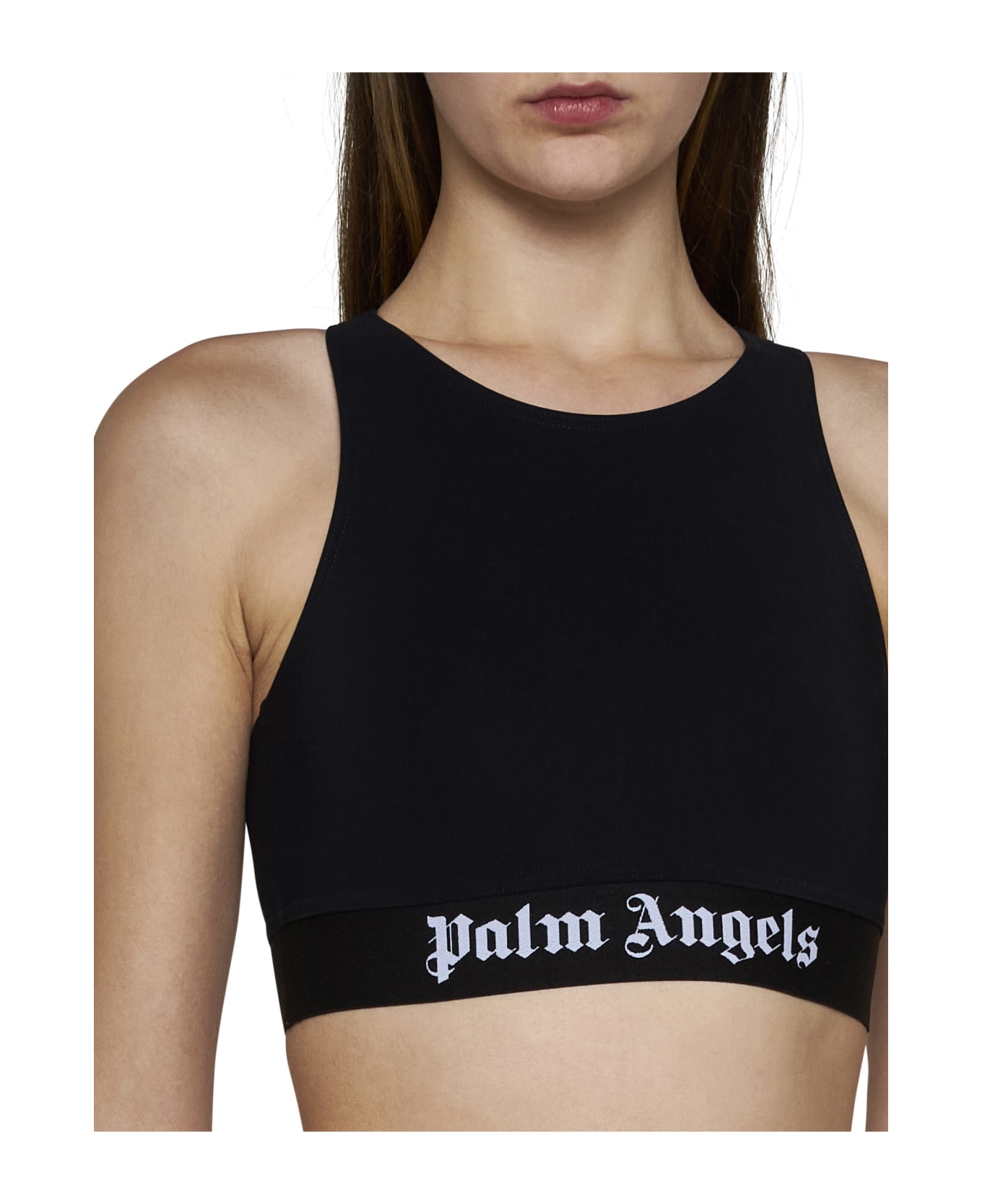Palm Angels Technical Fabric Crop Top - black