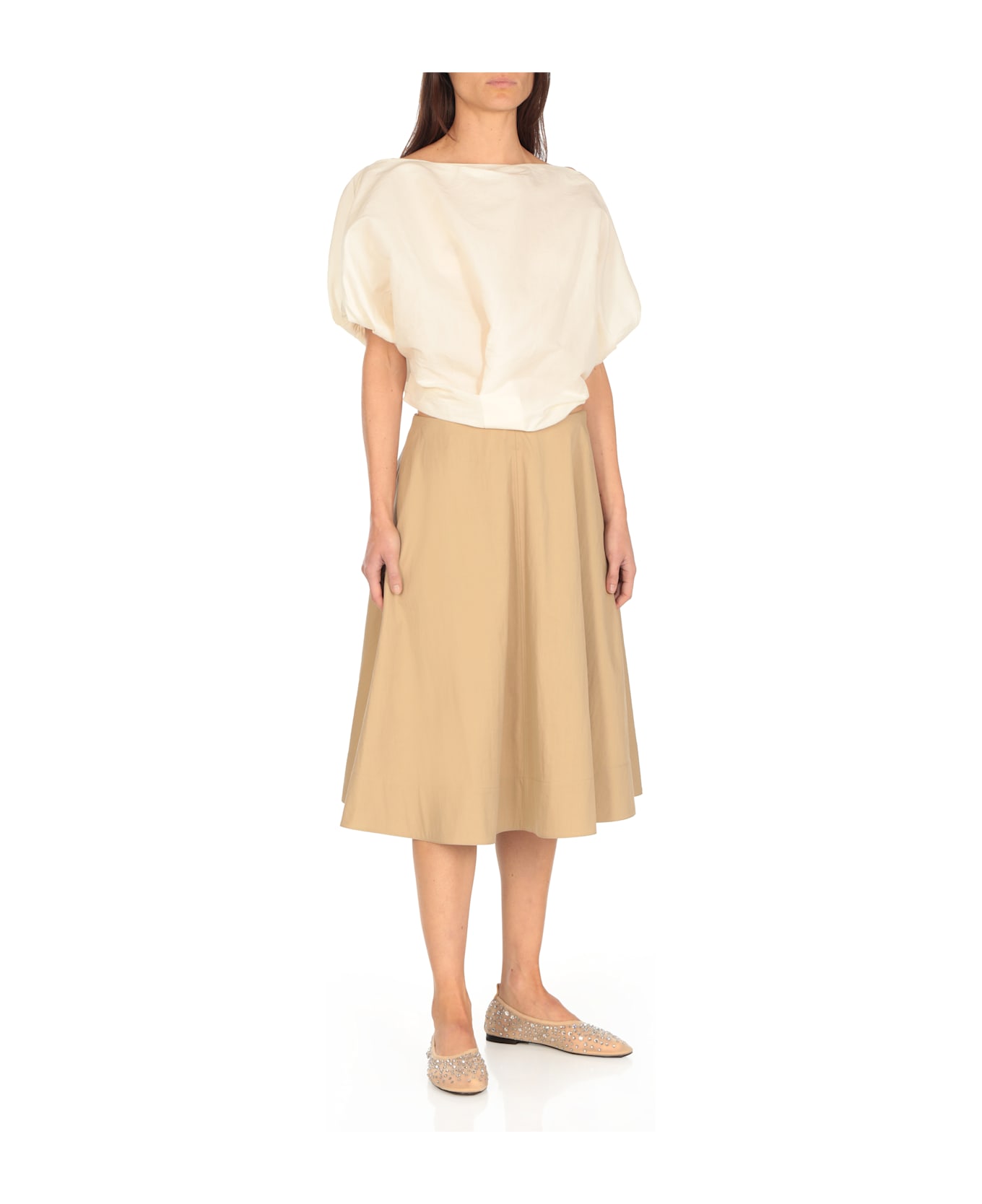 Tory Burch Ballet Shoes With Strass - Beige