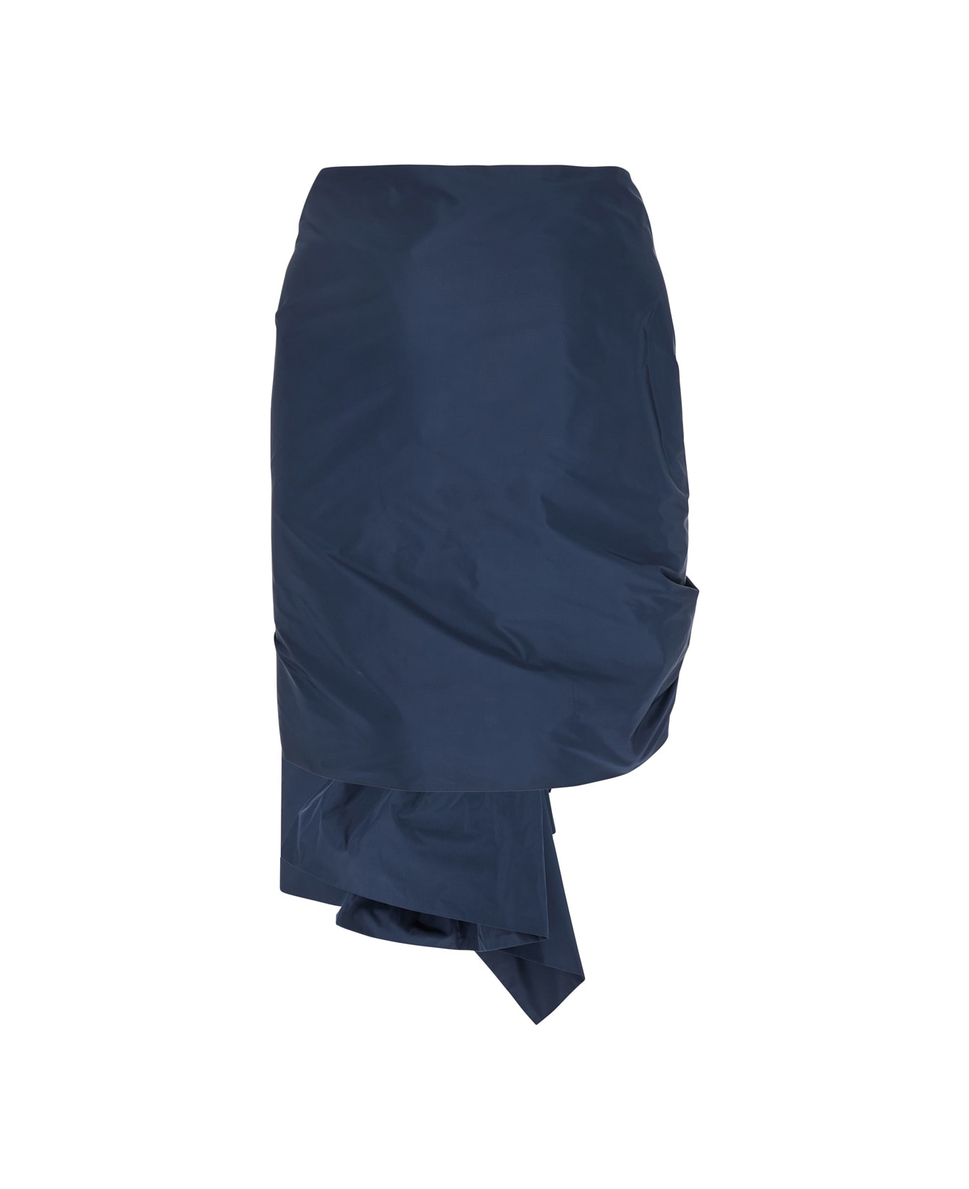 Parosh Blue Asymmetric Cape With Knot Detail In Tech Fabric Woman - Blu
