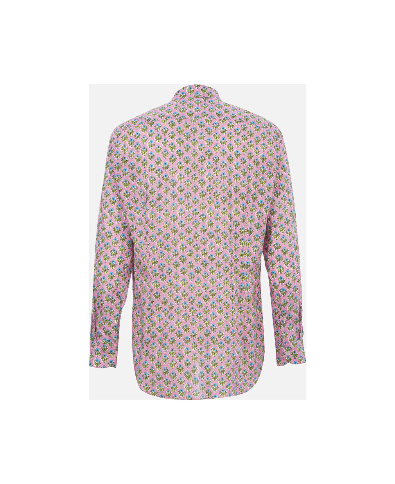 MC2 Saint Barth Man Muslin Cotton Shirt Sikelia With Radical Flower Print - PINK