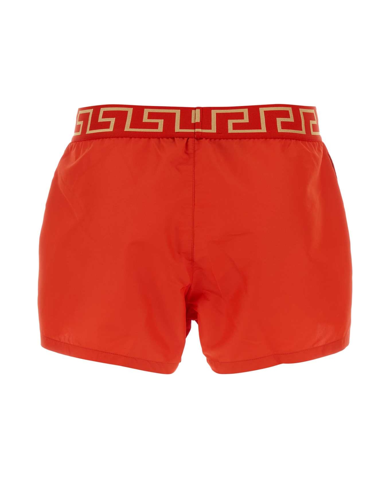 Versace Red Polyester Swimming Shorts - RED