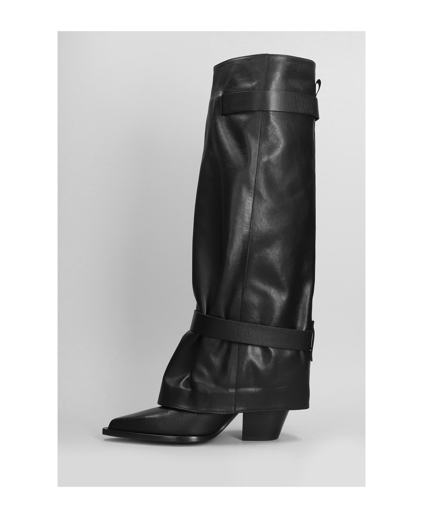 Elena Iachi Texan Boots In Black Leather - black