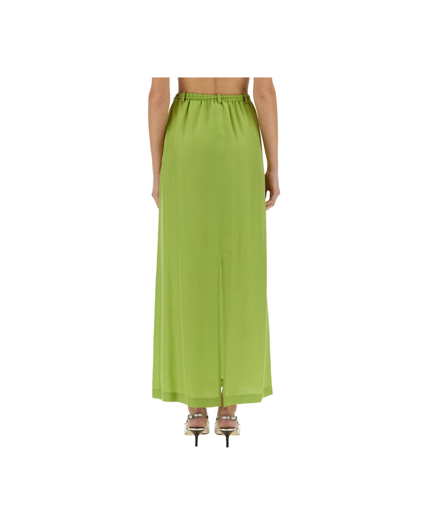 Alysi Long Silk Skirt - GREEN